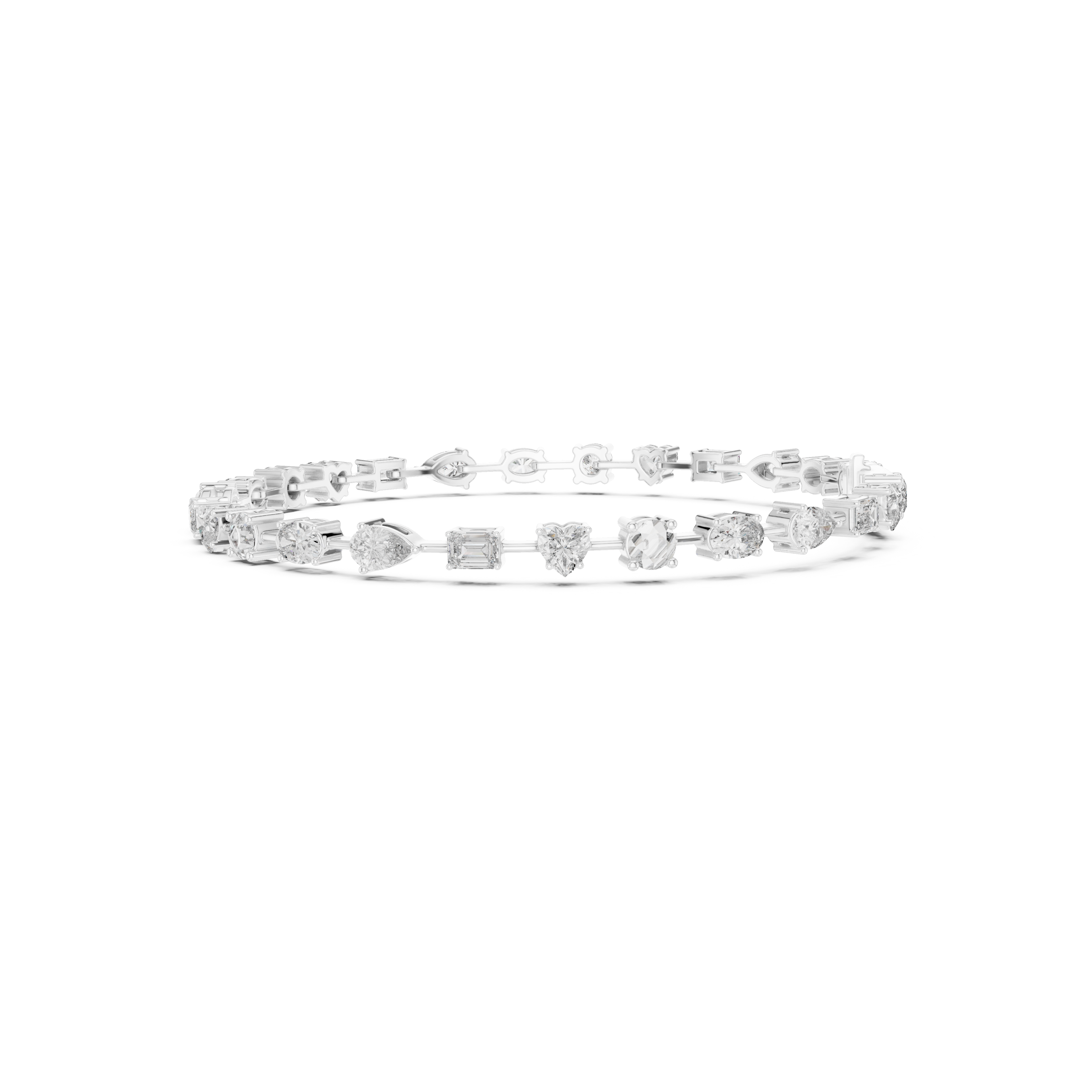 Gold 4Ct Multi Shape Lab Grown Diamond Kasha Solitaire Bracelet