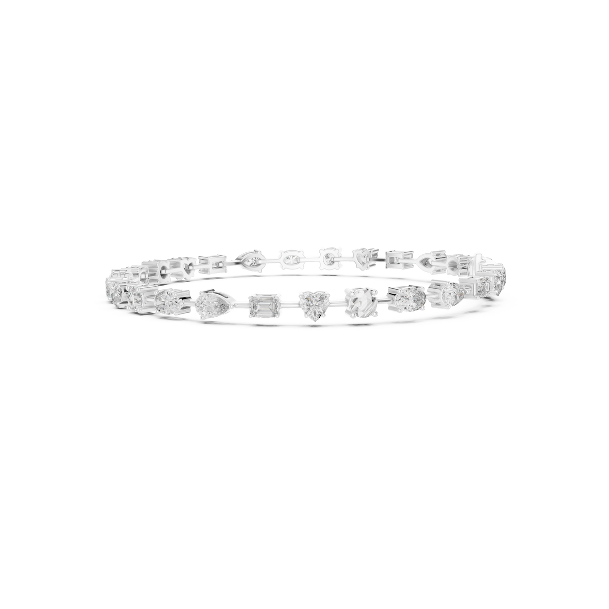 Gold 4Ct Multi Shape Lab Grown Diamond Kasha Solitaire Bracelet