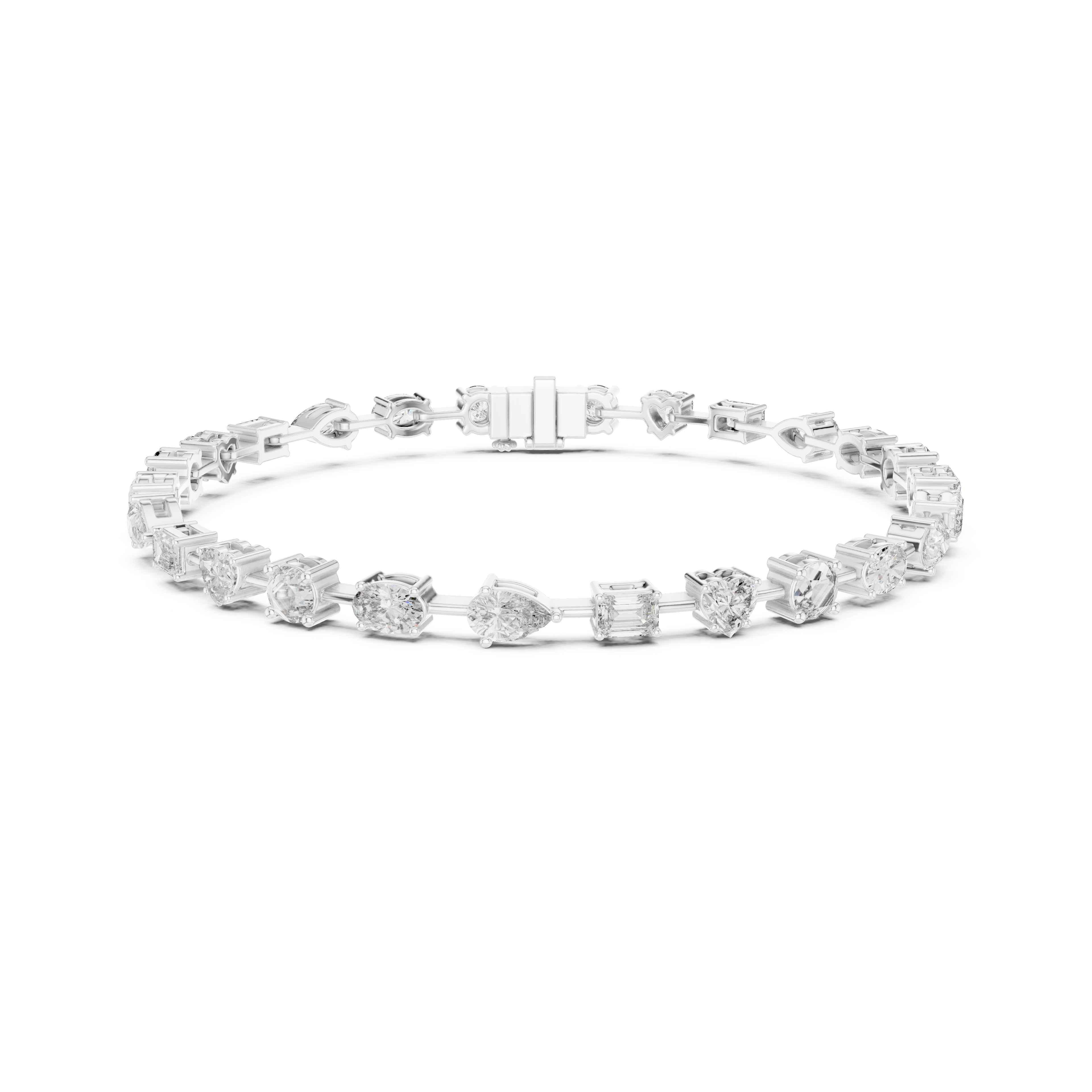 Gold 4Ct Multi Shape Lab Grown Diamond Kasha Solitaire Bracelet