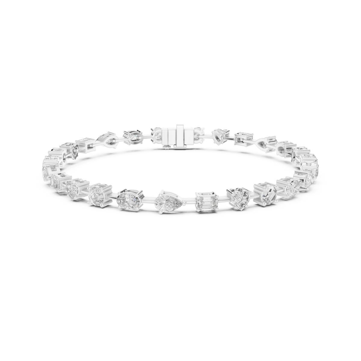 Gold 4Ct Multi Shape Lab Grown Diamond Kasha Solitaire Bracelet