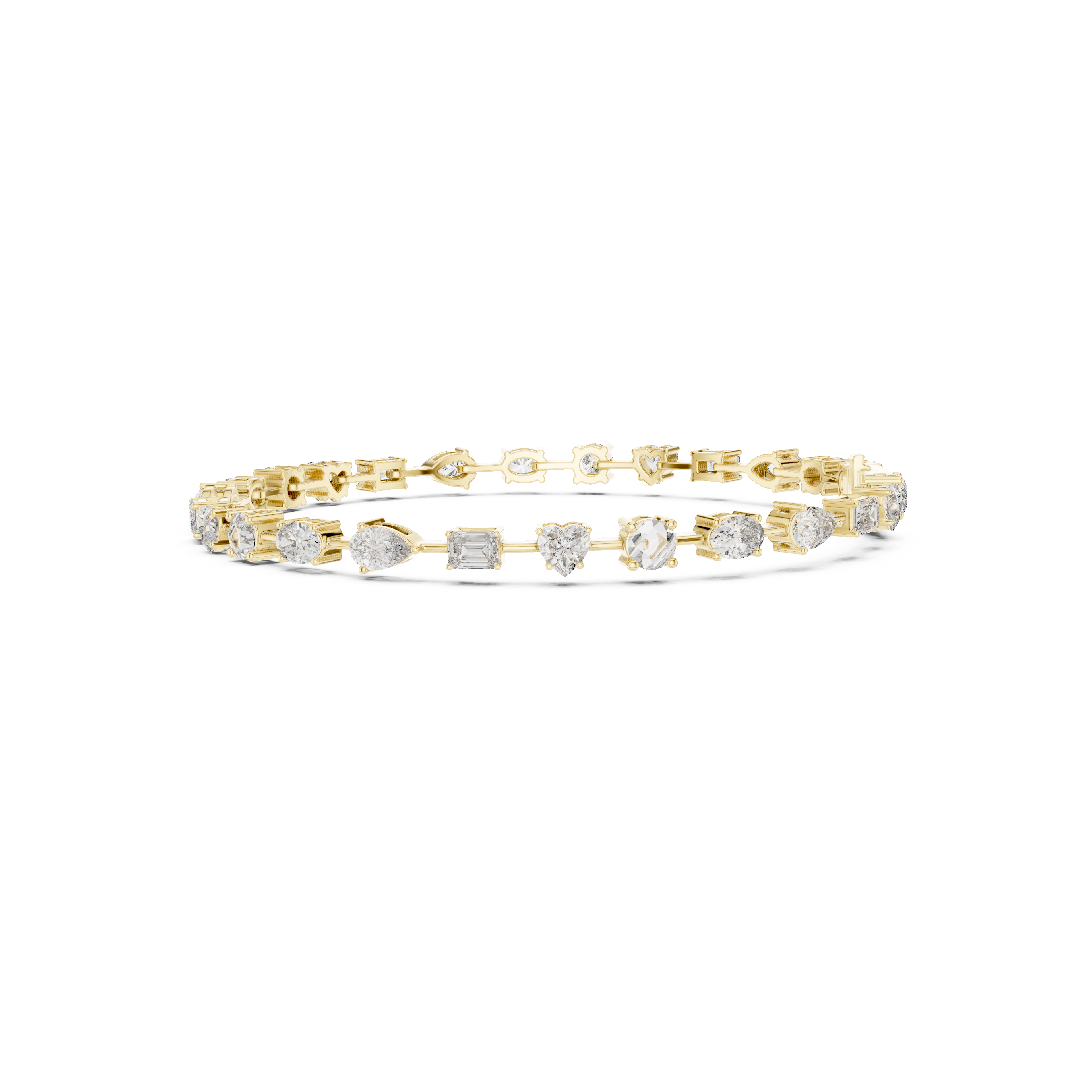 Gold 4Ct Multi Shape Lab Grown Diamond Kasha Solitaire Bracelet