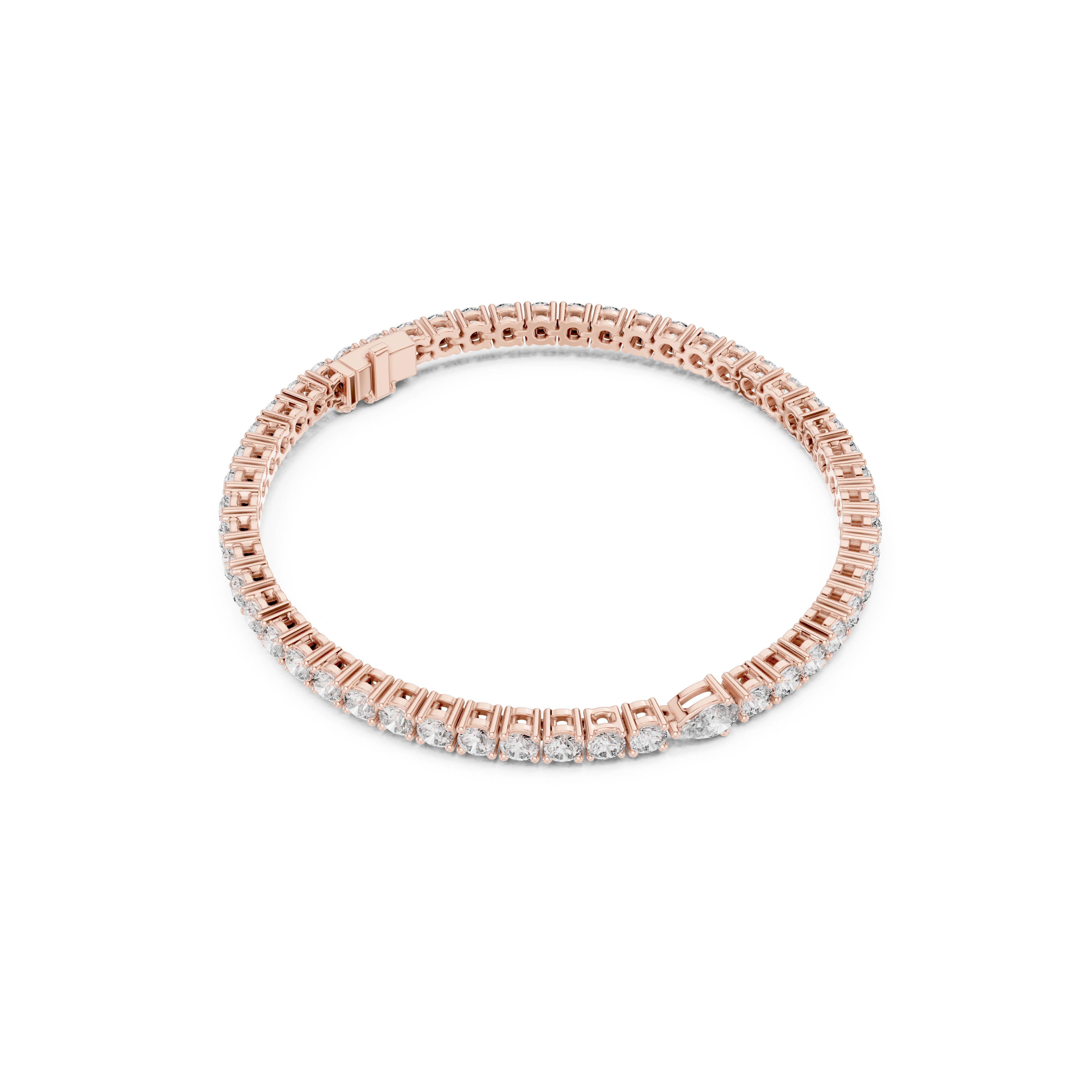Gold 6Ct Pear Accent Round Tennis Lab Grown Diamond Chiara Bracelet