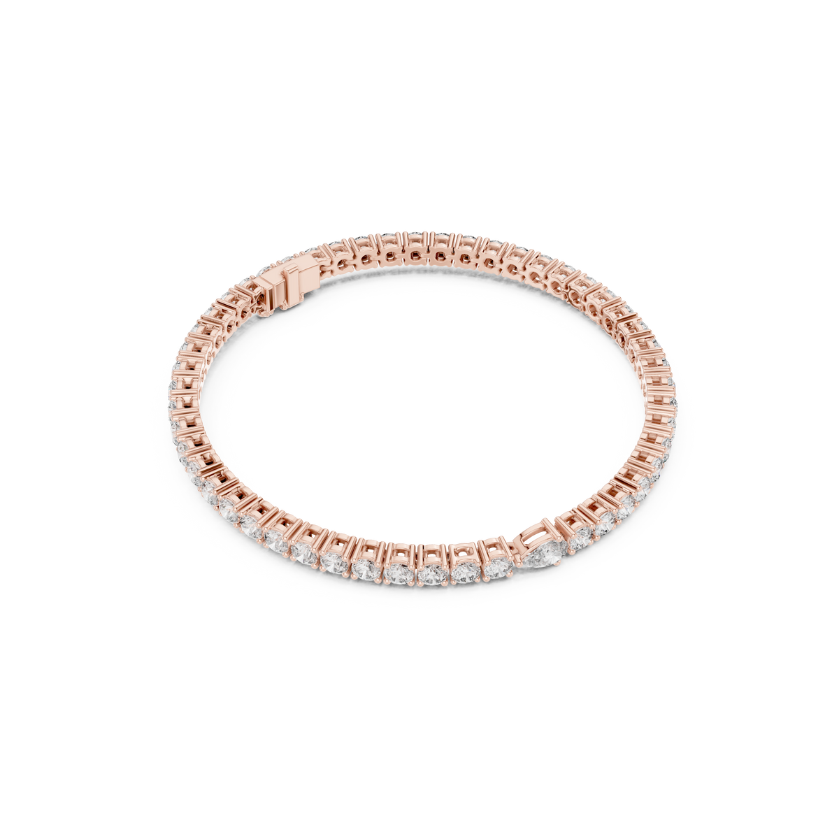 Gold 6Ct Pear Accent Round Tennis Lab Grown Diamond Chiara Bracelet