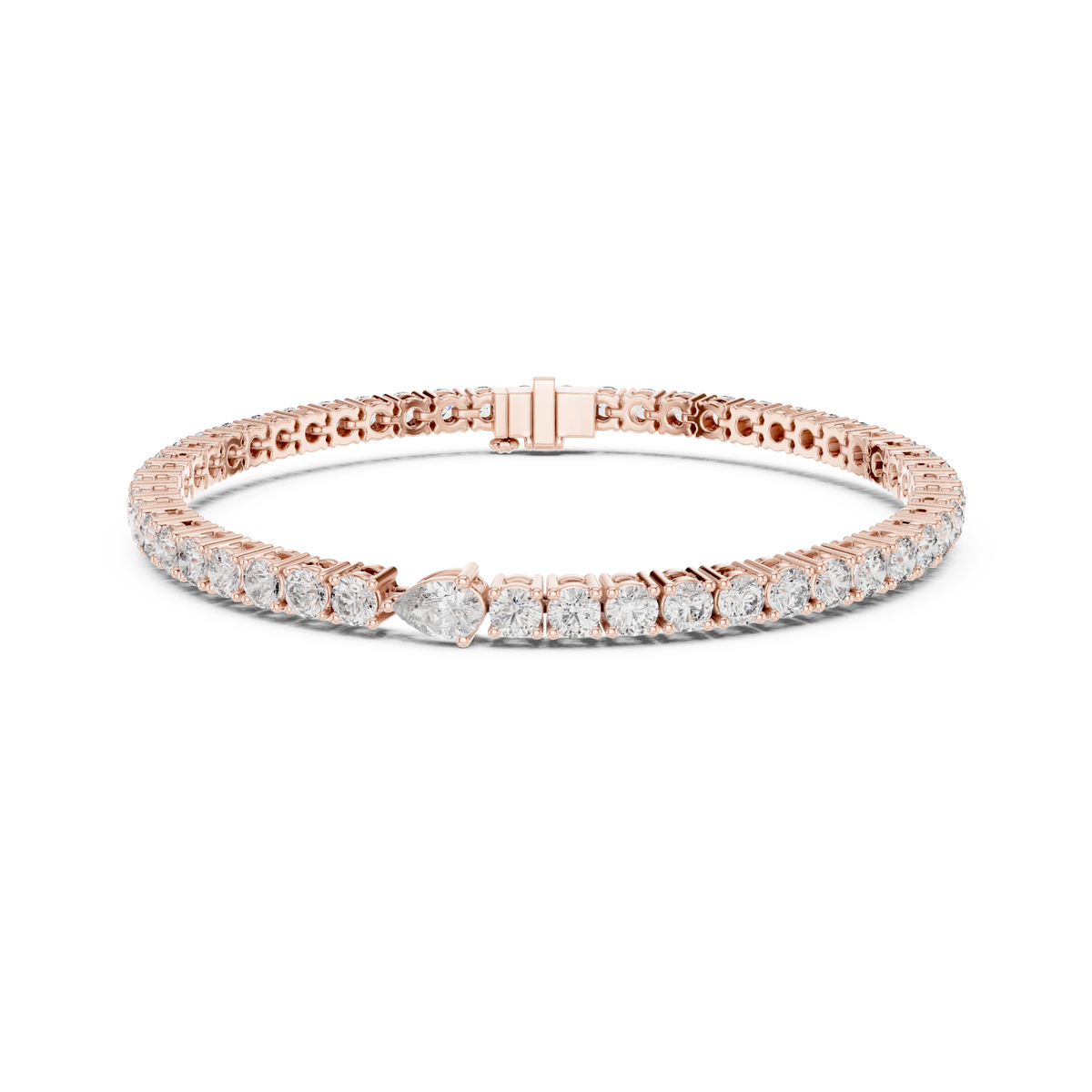 Gold 6Ct Pear Accent Round Tennis Lab Grown Diamond Chiara Bracelet