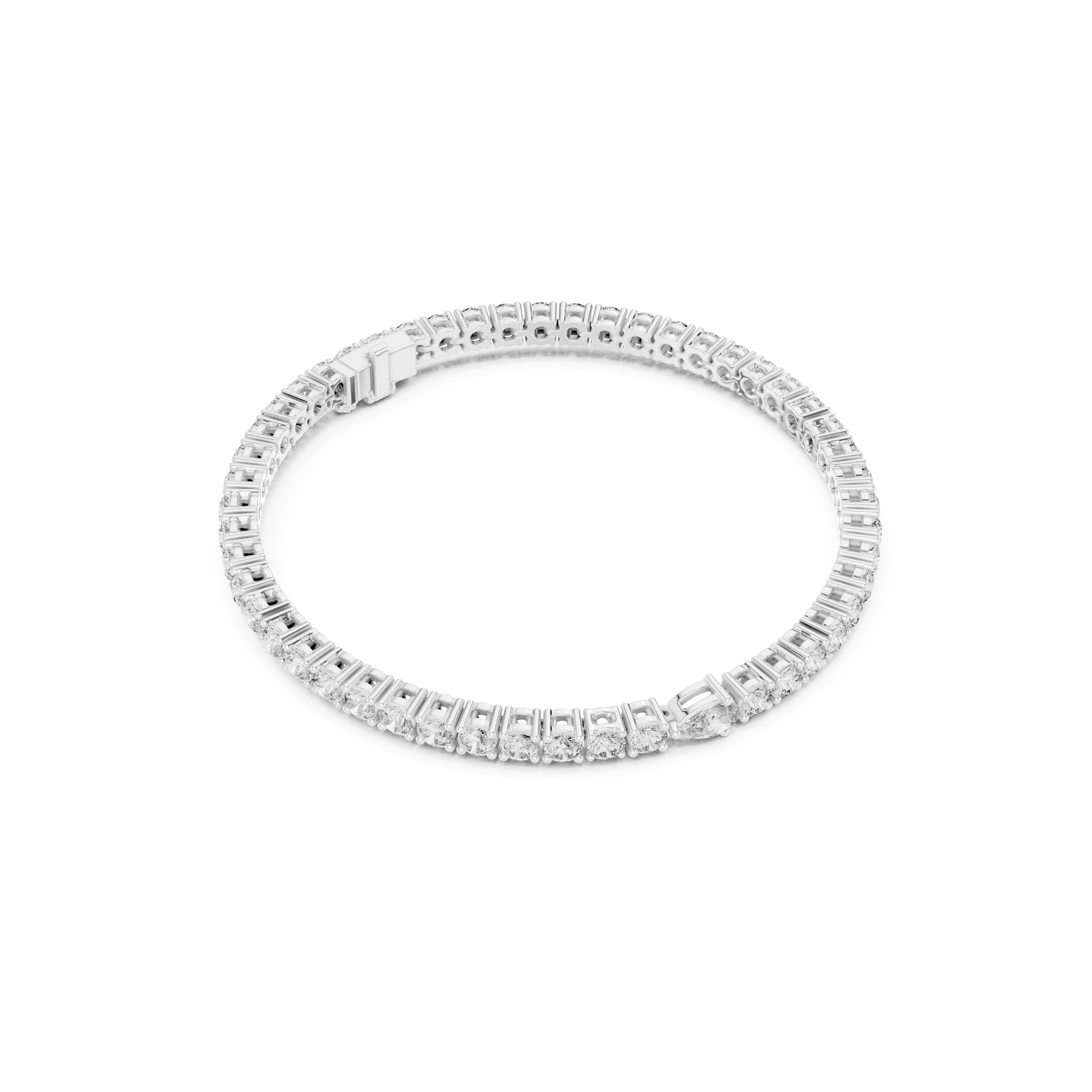 Gold 6Ct Pear Accent Round Tennis Lab Grown Diamond Chiara Bracelet