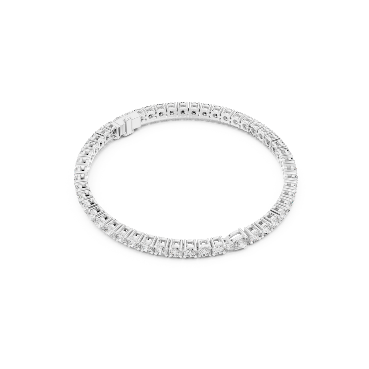 Gold 6Ct Pear Accent Round Tennis Lab Grown Diamond Chiara Bracelet