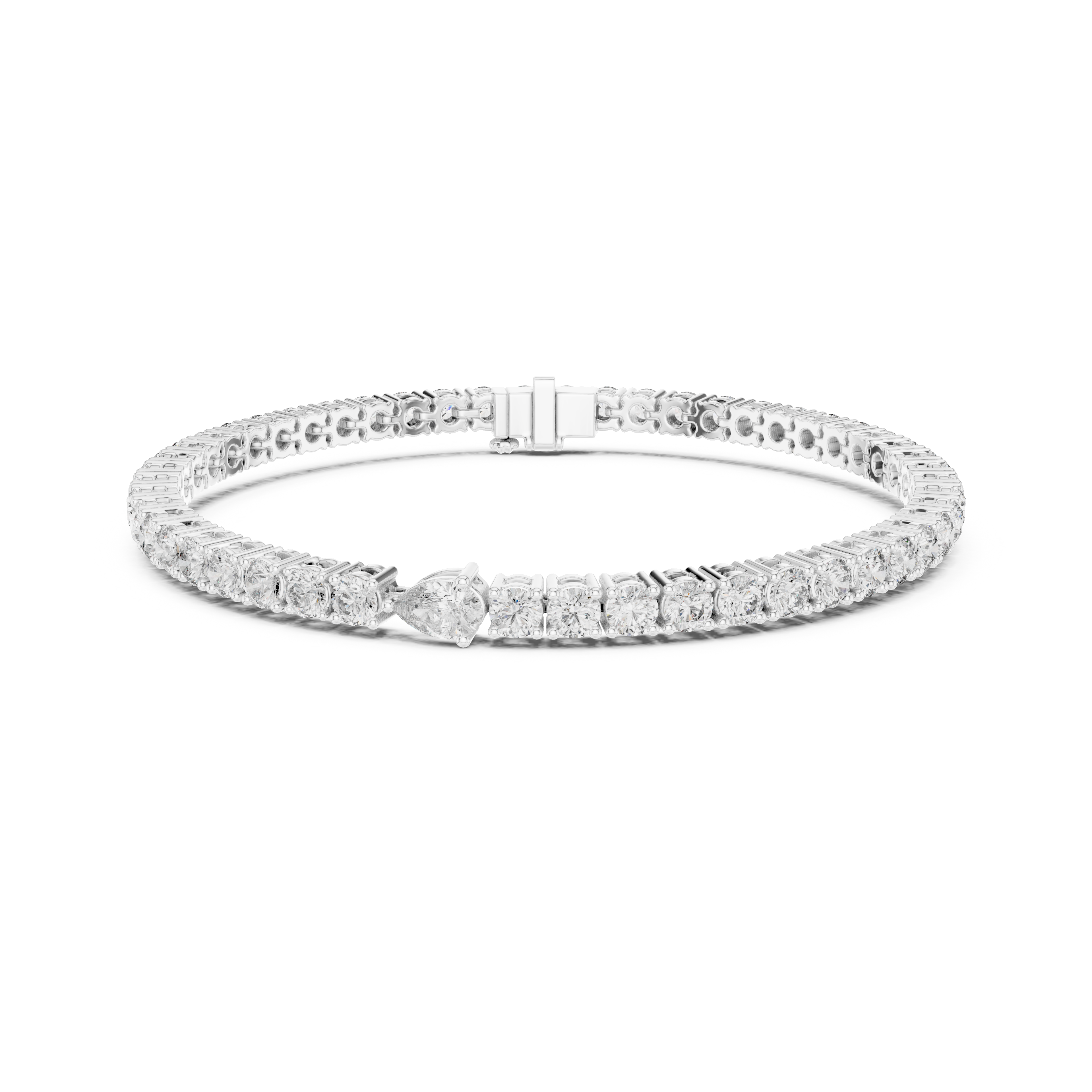 Gold 6Ct Pear Accent Round Tennis Lab Grown Diamond Chiara Bracelet