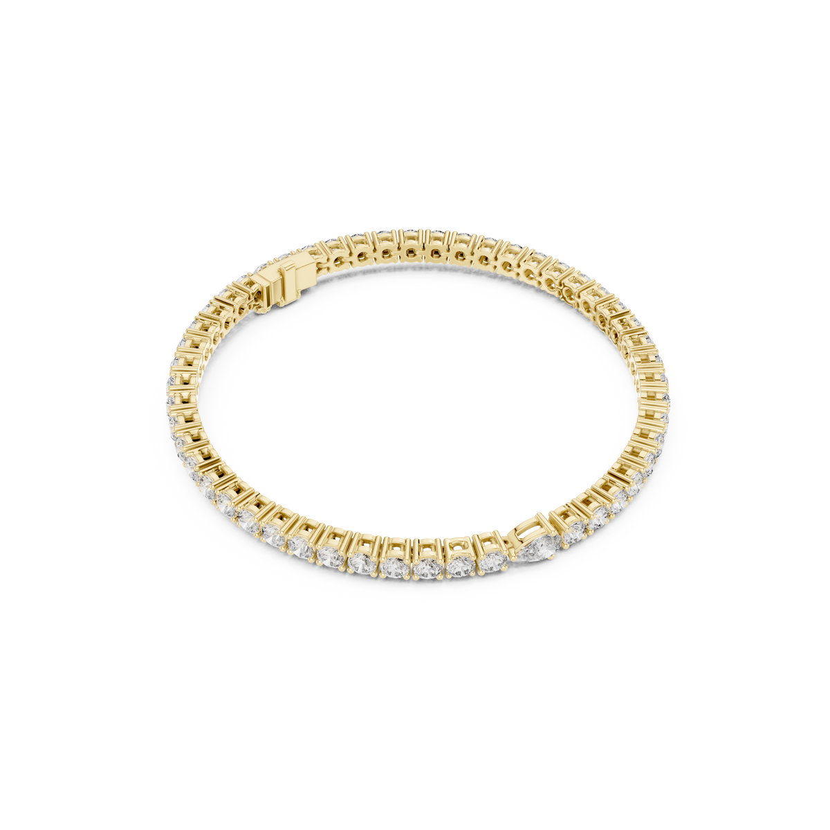 Gold 6Ct Pear Accent Round Tennis Lab Grown Diamond Chiara Bracelet