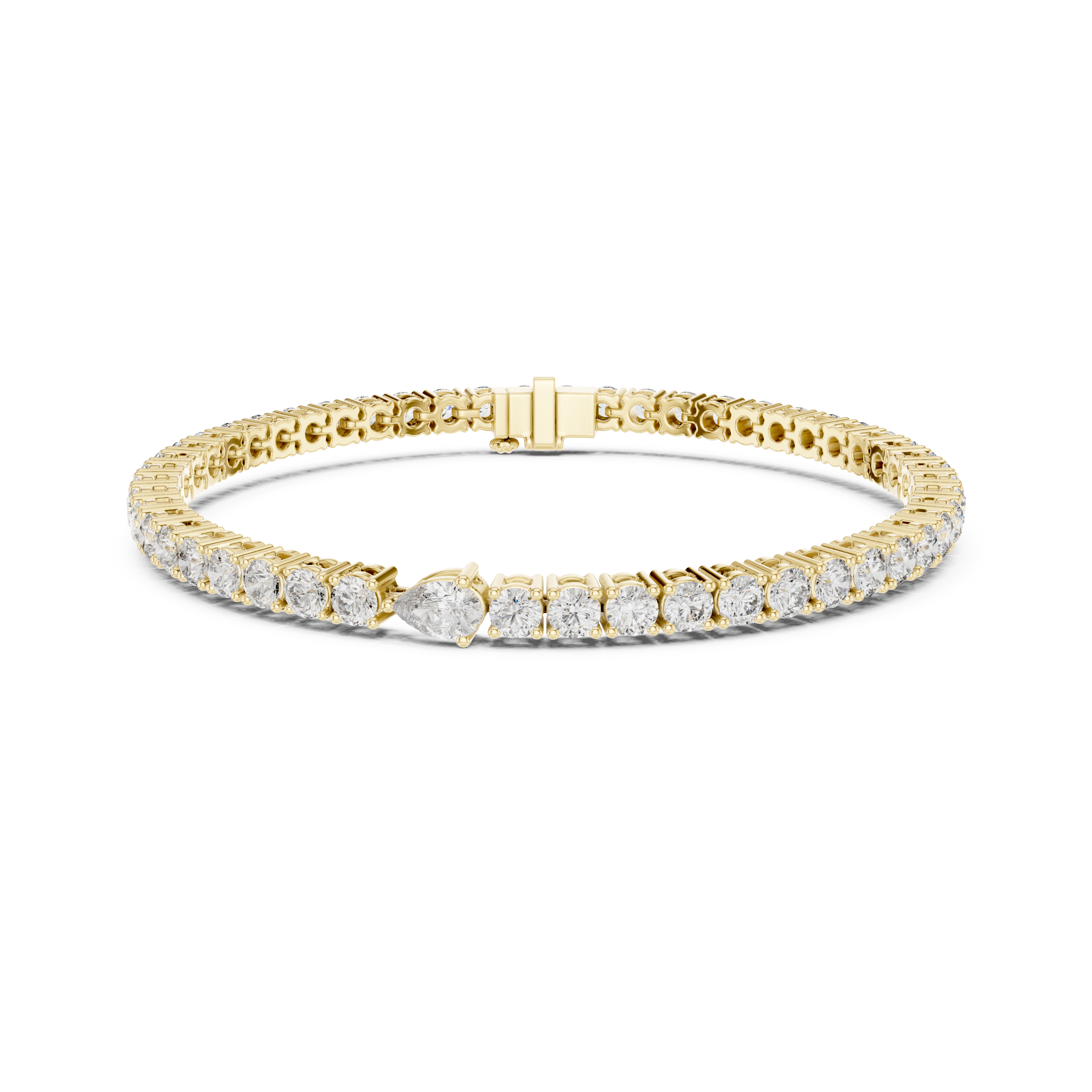 Gold 6Ct Pear Accent Round Tennis Lab Grown Diamond Chiara Bracelet