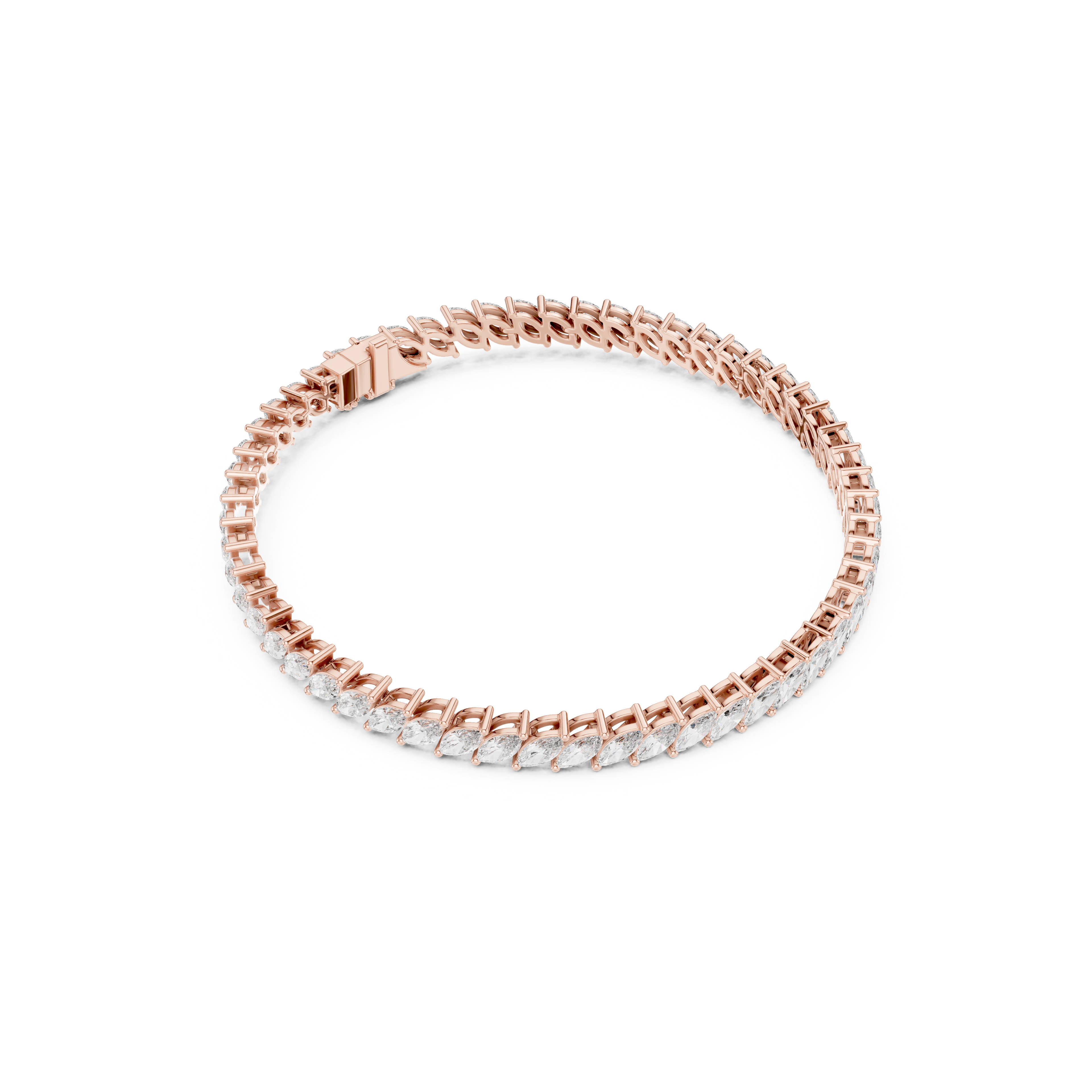 Gold 8Ct Marquise Tennis Lab Grown Diamond Berta Bracelet