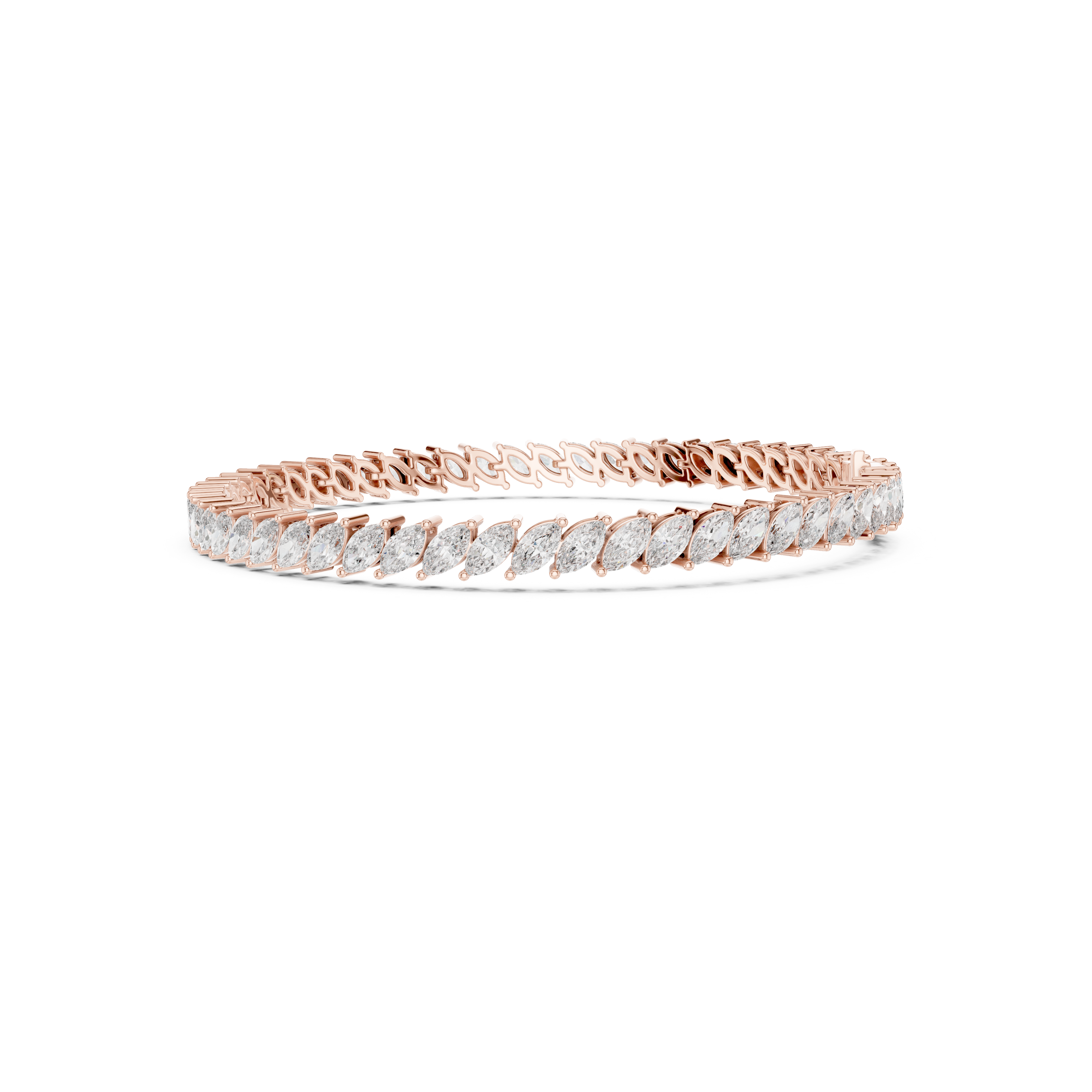 Gold 8Ct Marquise Tennis Lab Grown Diamond Berta Bracelet