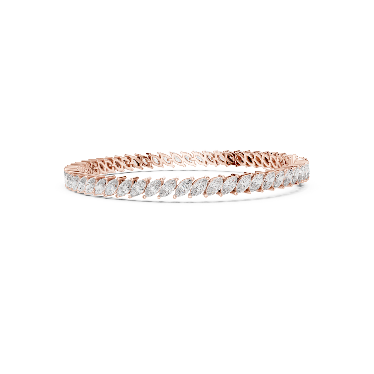 Gold 8Ct Marquise Tennis Lab Grown Diamond Berta Bracelet
