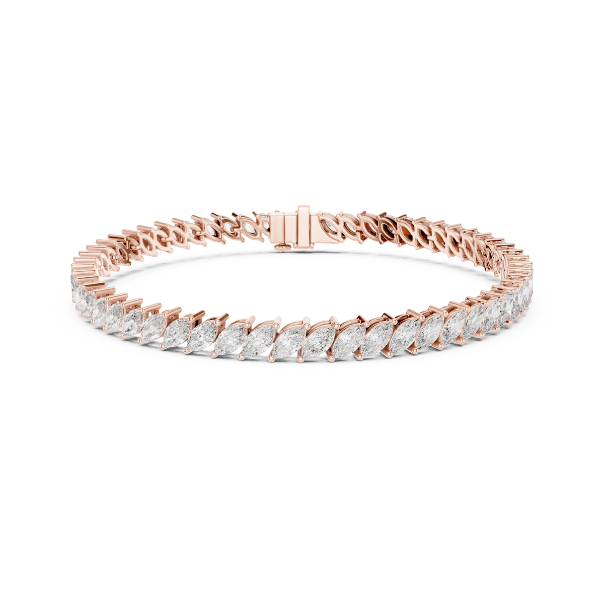 Gold 8Ct Marquise Tennis Lab Grown Diamond Berta Bracelet