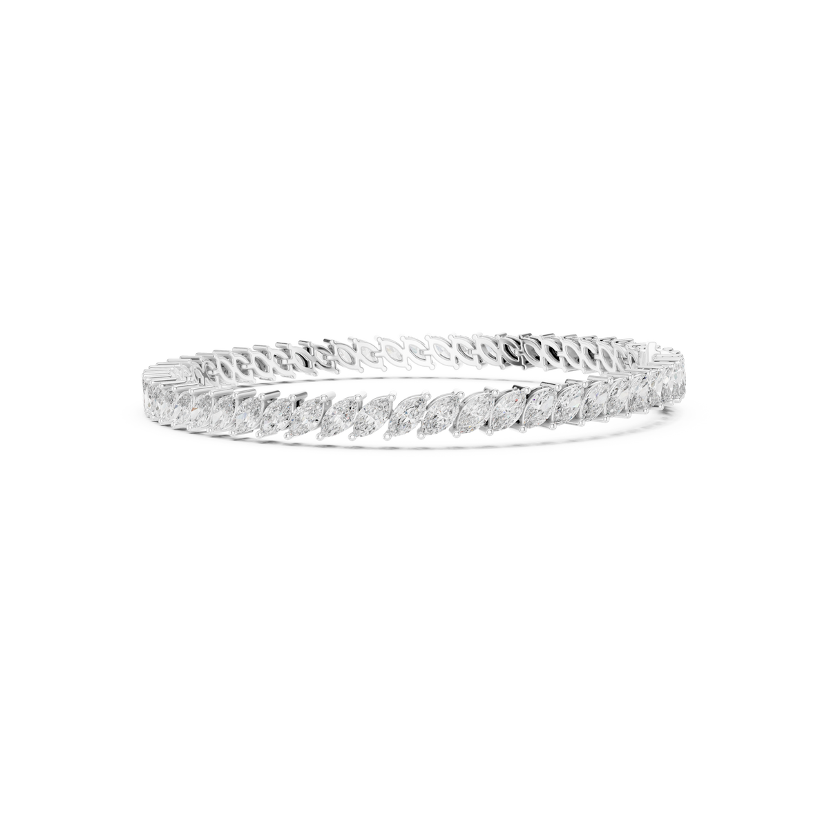 Gold 8Ct Marquise Tennis Lab Grown Diamond Berta Bracelet