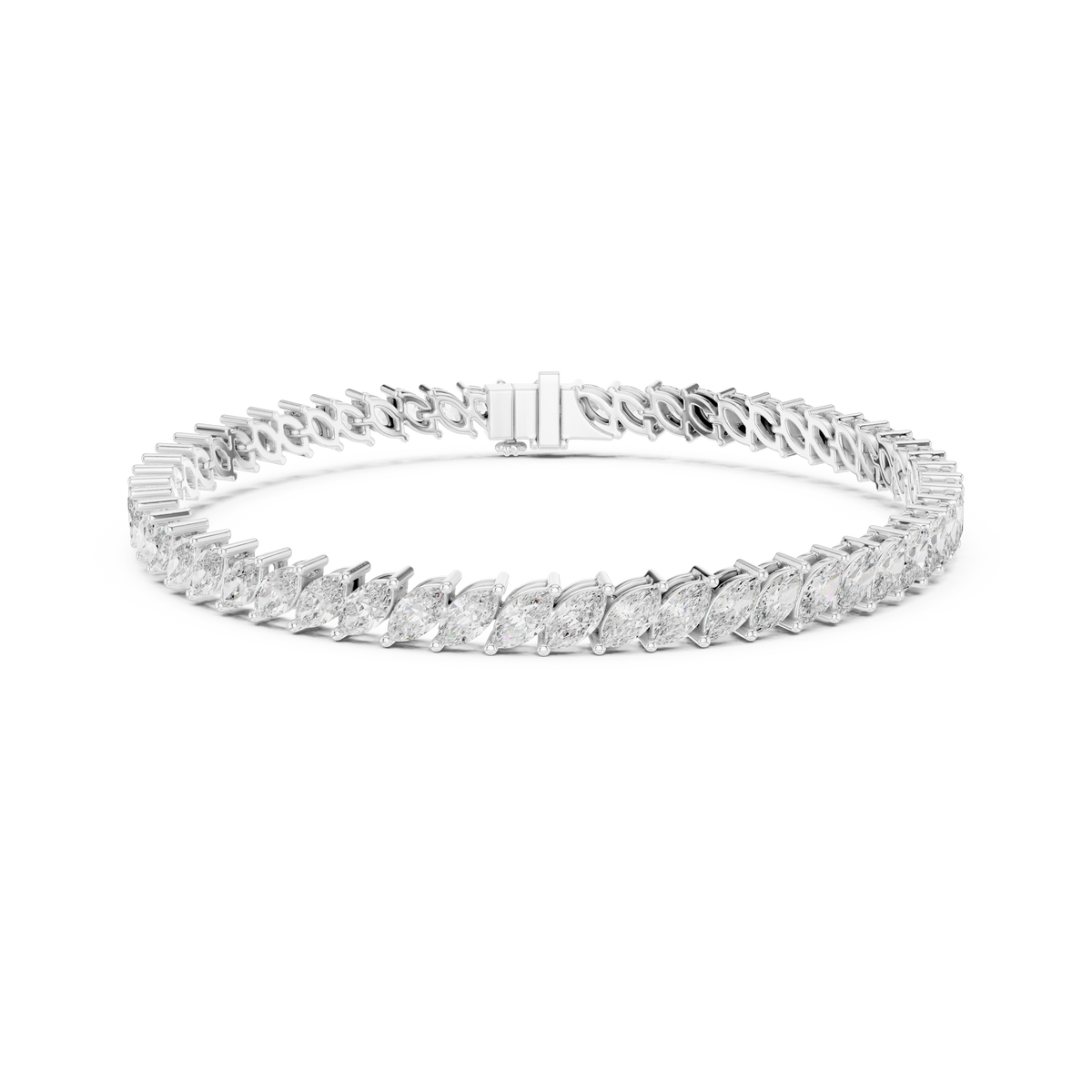 Gold 8Ct Marquise Tennis Lab Grown Diamond Berta Bracelet