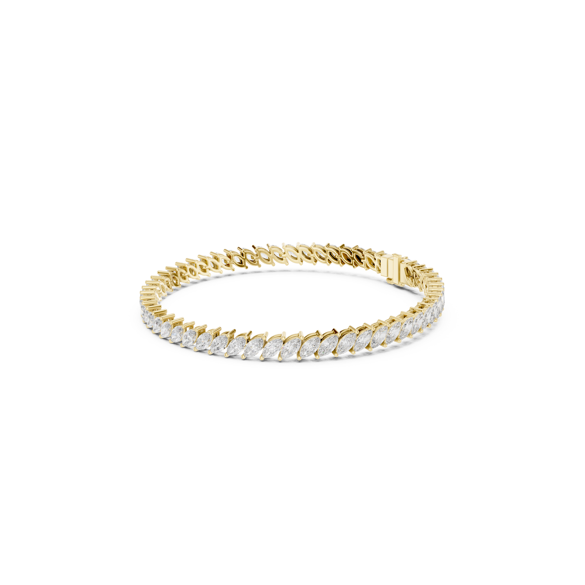 Gold 8Ct Marquise Tennis Lab Grown Diamond Berta Bracelet