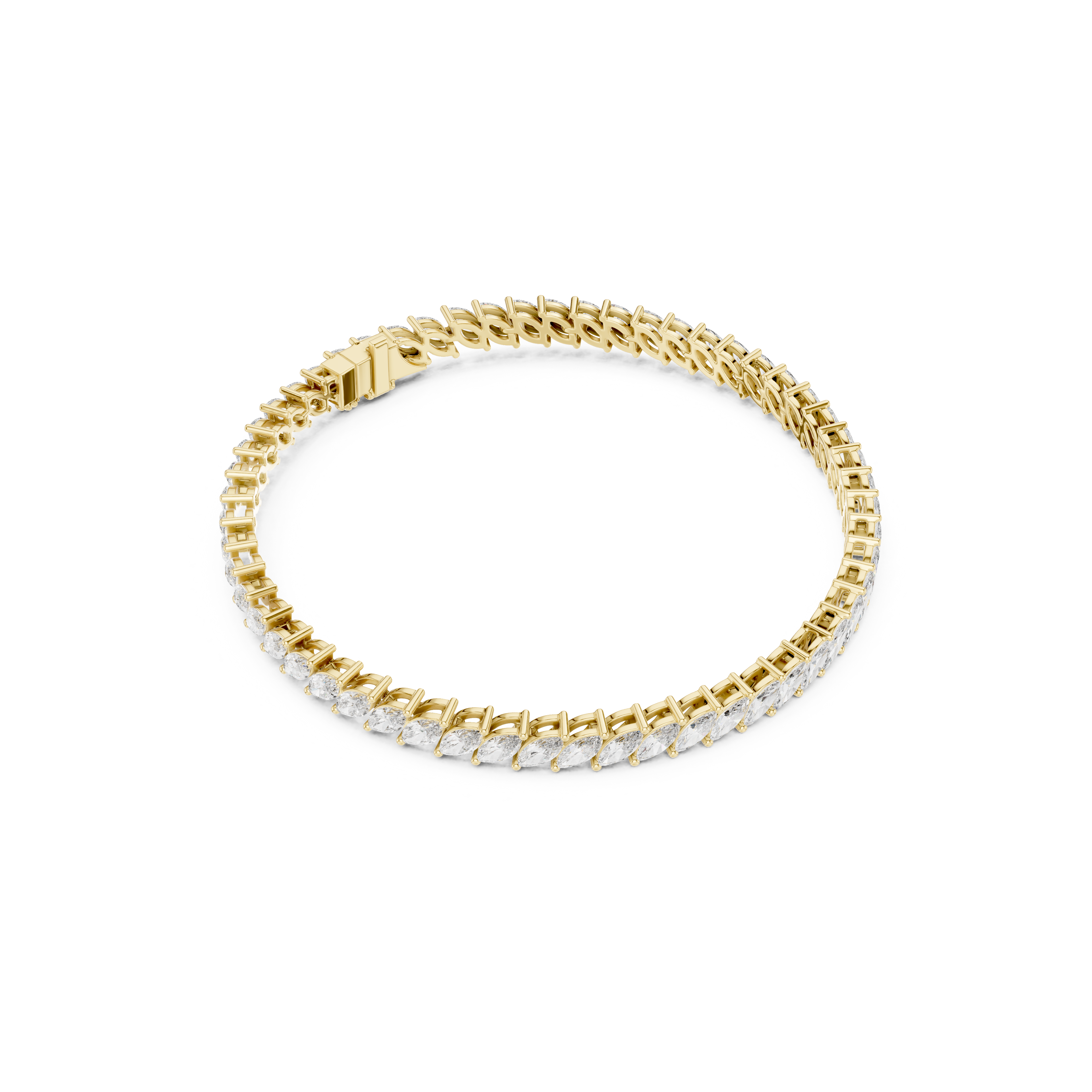 Gold 8Ct Marquise Tennis Lab Grown Diamond Berta Bracelet