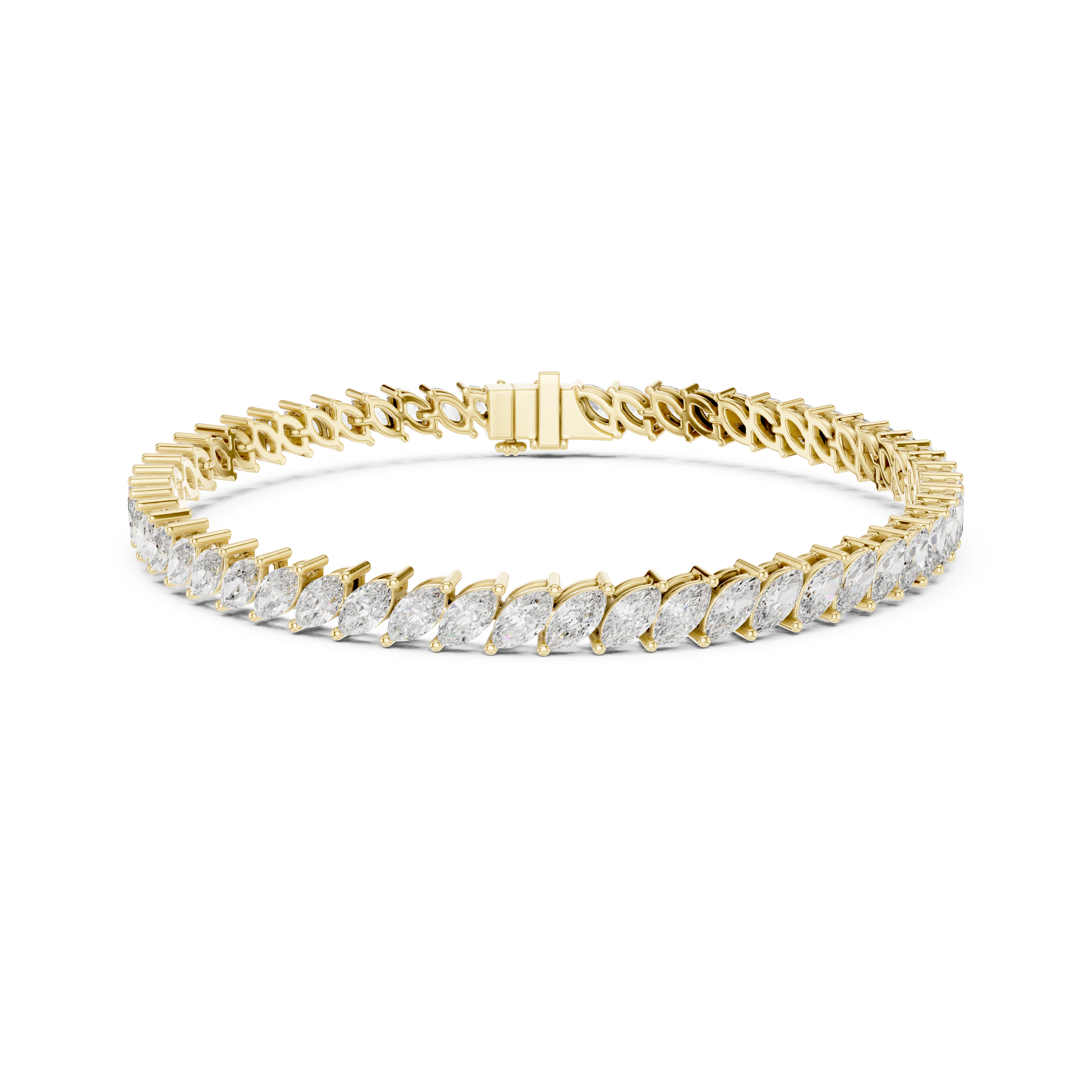 Gold 8Ct Marquise Tennis Lab Grown Diamond Berta Bracelet