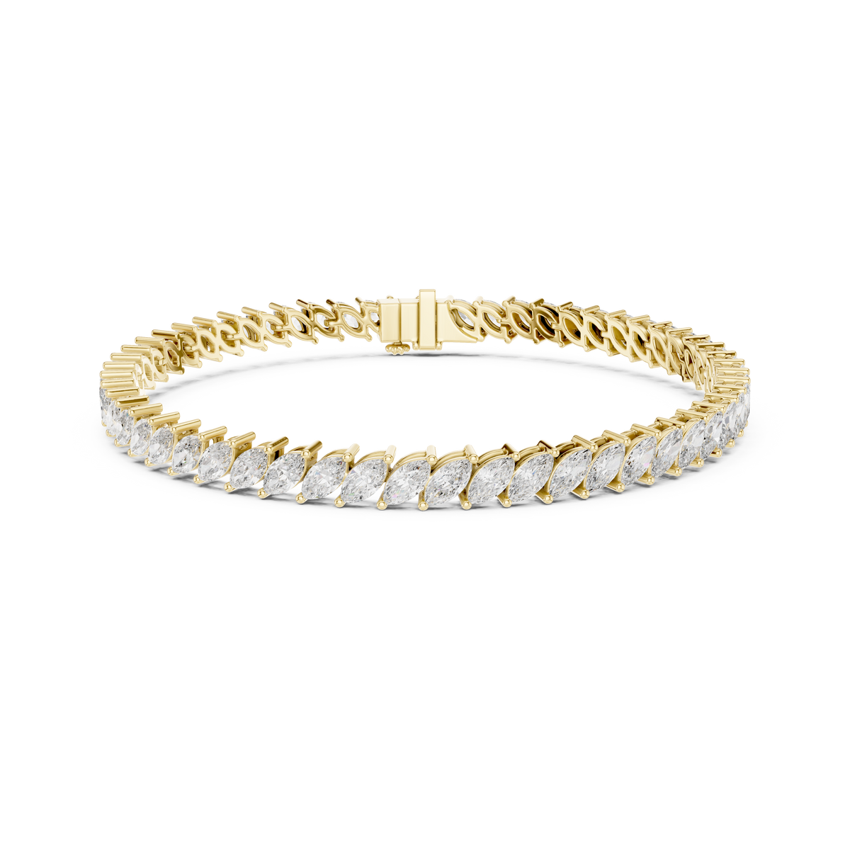 Gold 8Ct Marquise Tennis Lab Grown Diamond Berta Bracelet