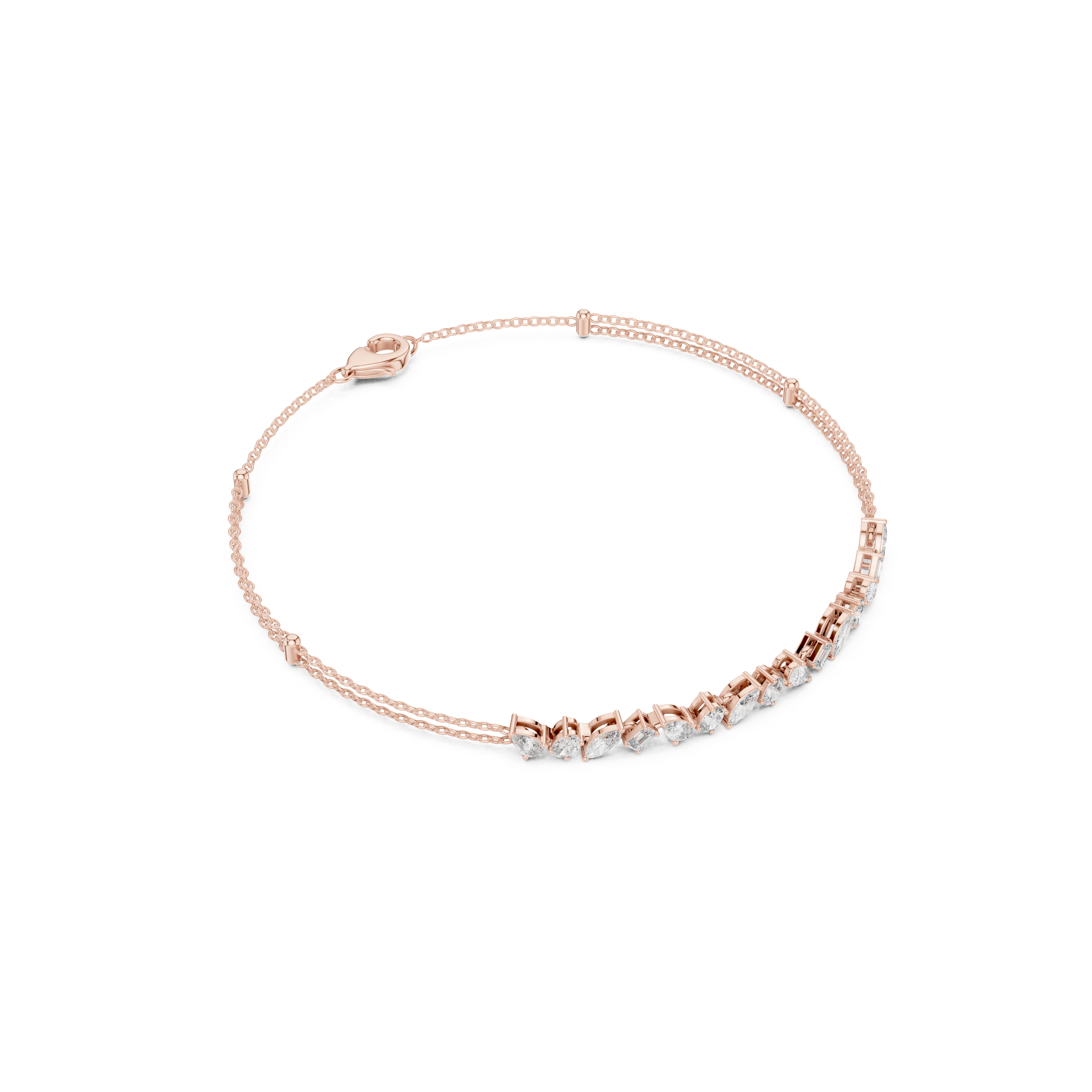 Gold 1 5Ct Tennis Chain Multi Lab Grown Diamond Saba Bracelet