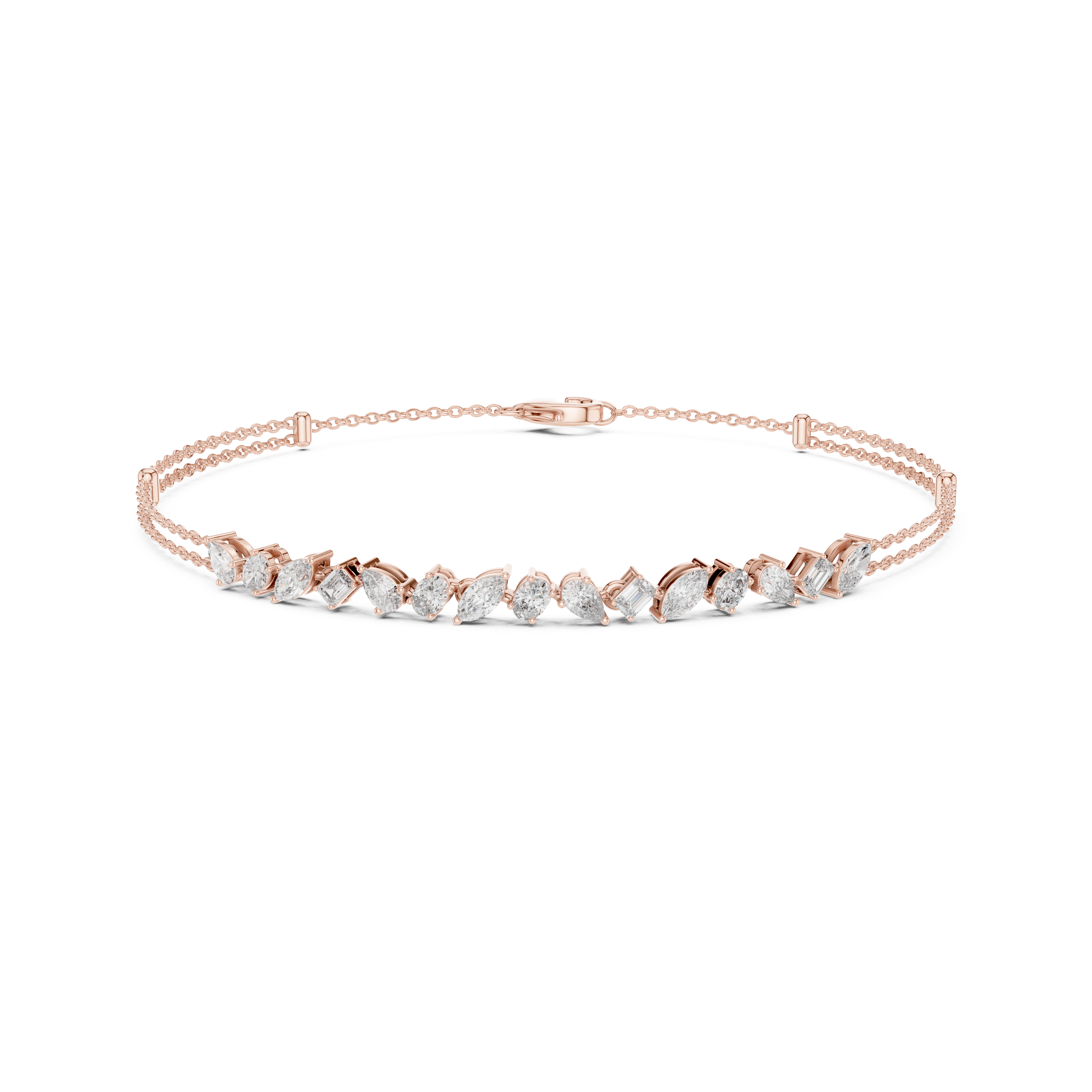 Gold 1 5Ct Tennis Chain Multi Lab Grown Diamond Saba Bracelet