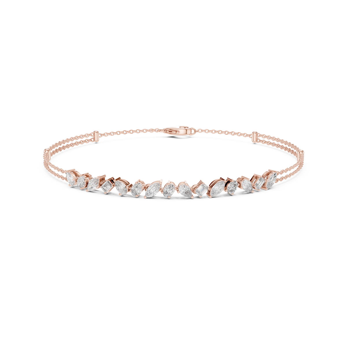 Gold 1 5Ct Tennis Chain Multi Lab Grown Diamond Saba Bracelet