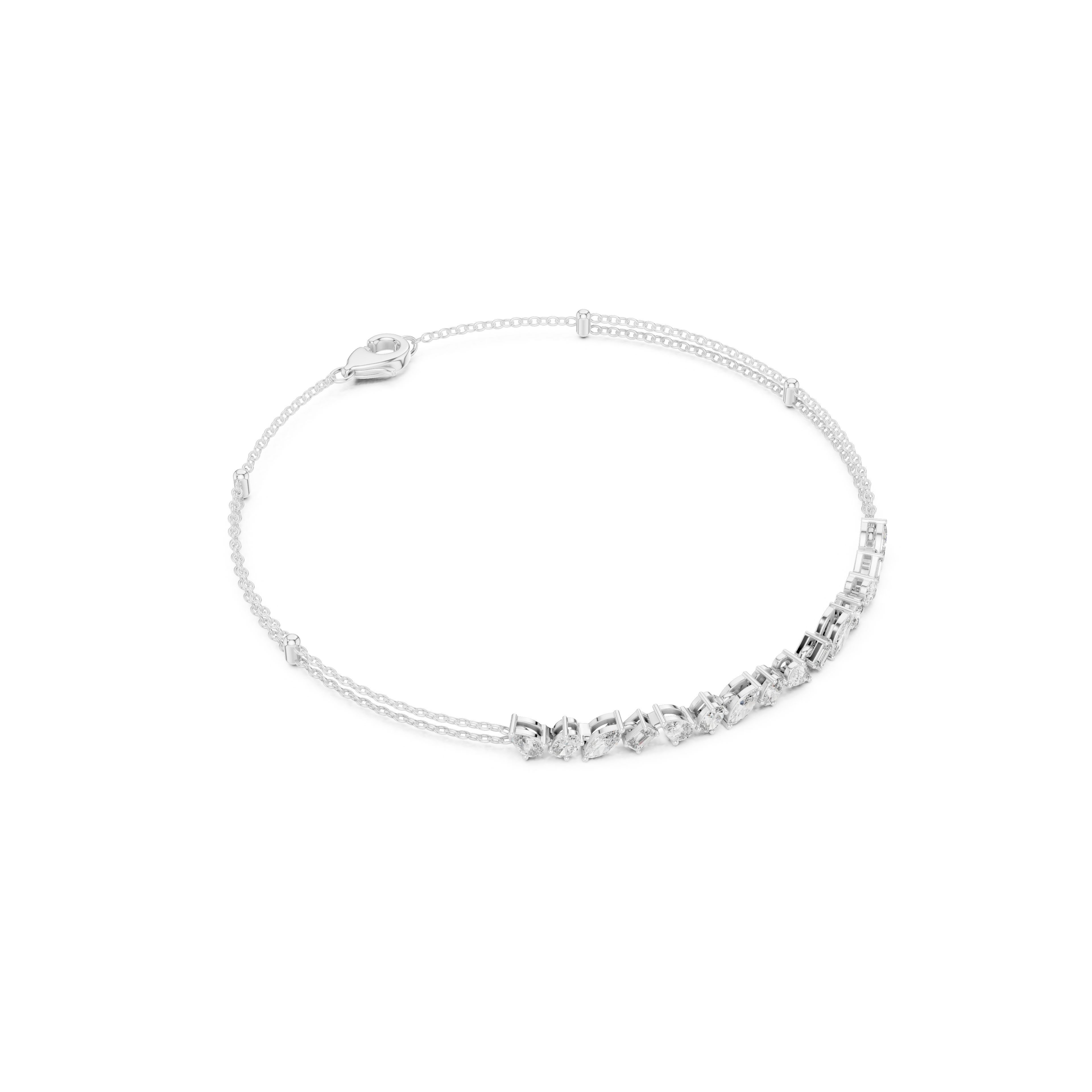 Gold 1 5Ct Tennis Chain Multi Lab Grown Diamond Saba Bracelet