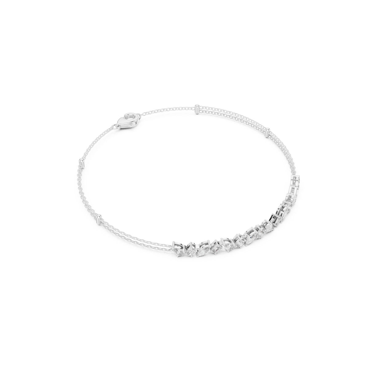 Gold 1 5Ct Tennis Chain Multi Lab Grown Diamond Saba Bracelet
