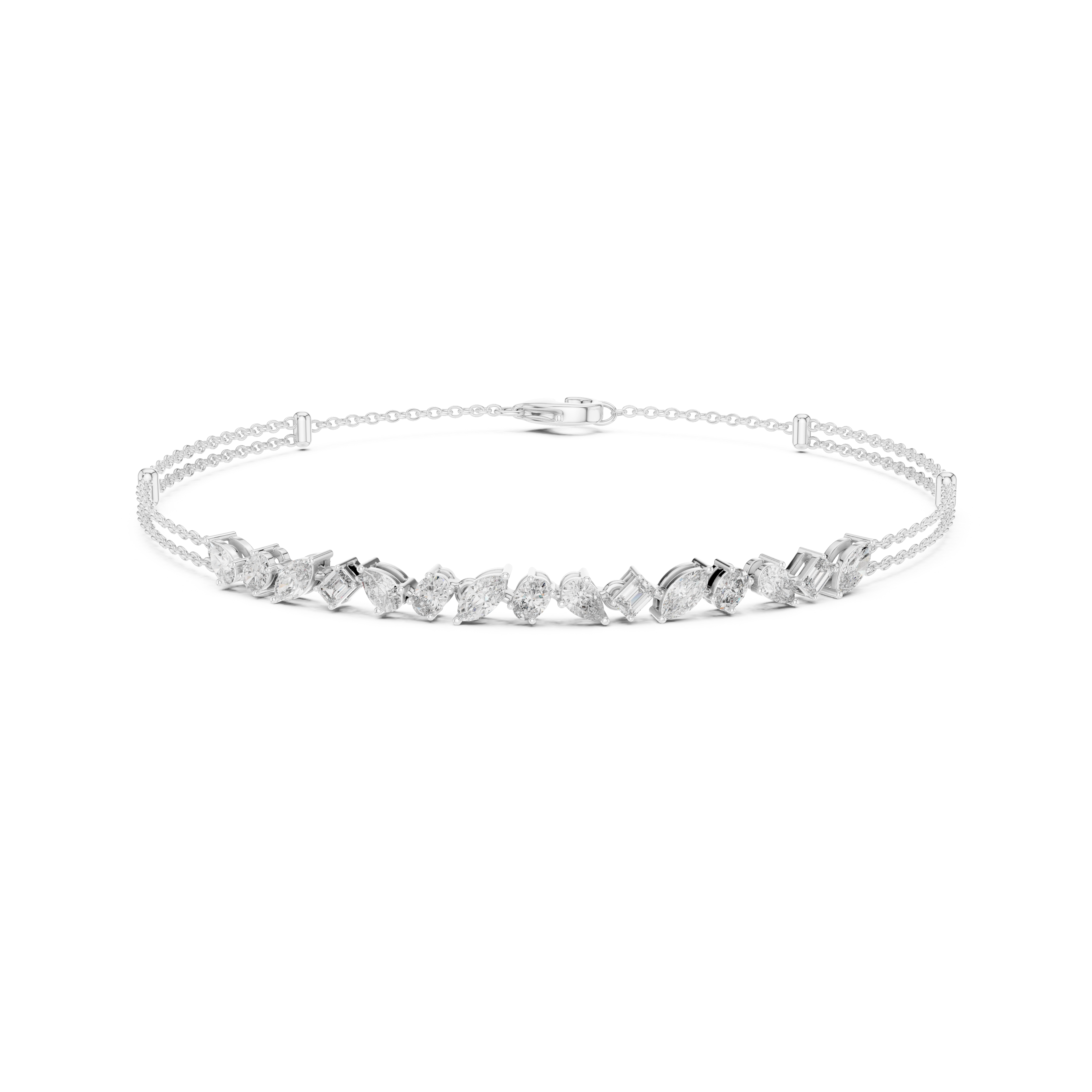 Gold 1 5Ct Tennis Chain Multi Lab Grown Diamond Saba Bracelet