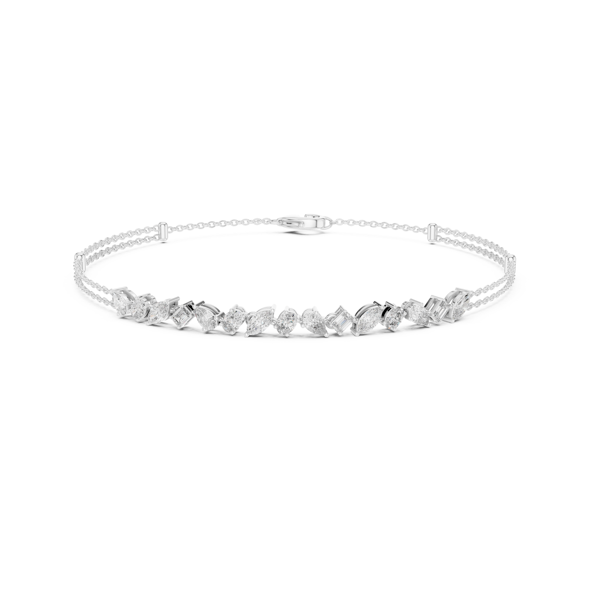 Gold 1 5Ct Tennis Chain Multi Lab Grown Diamond Saba Bracelet