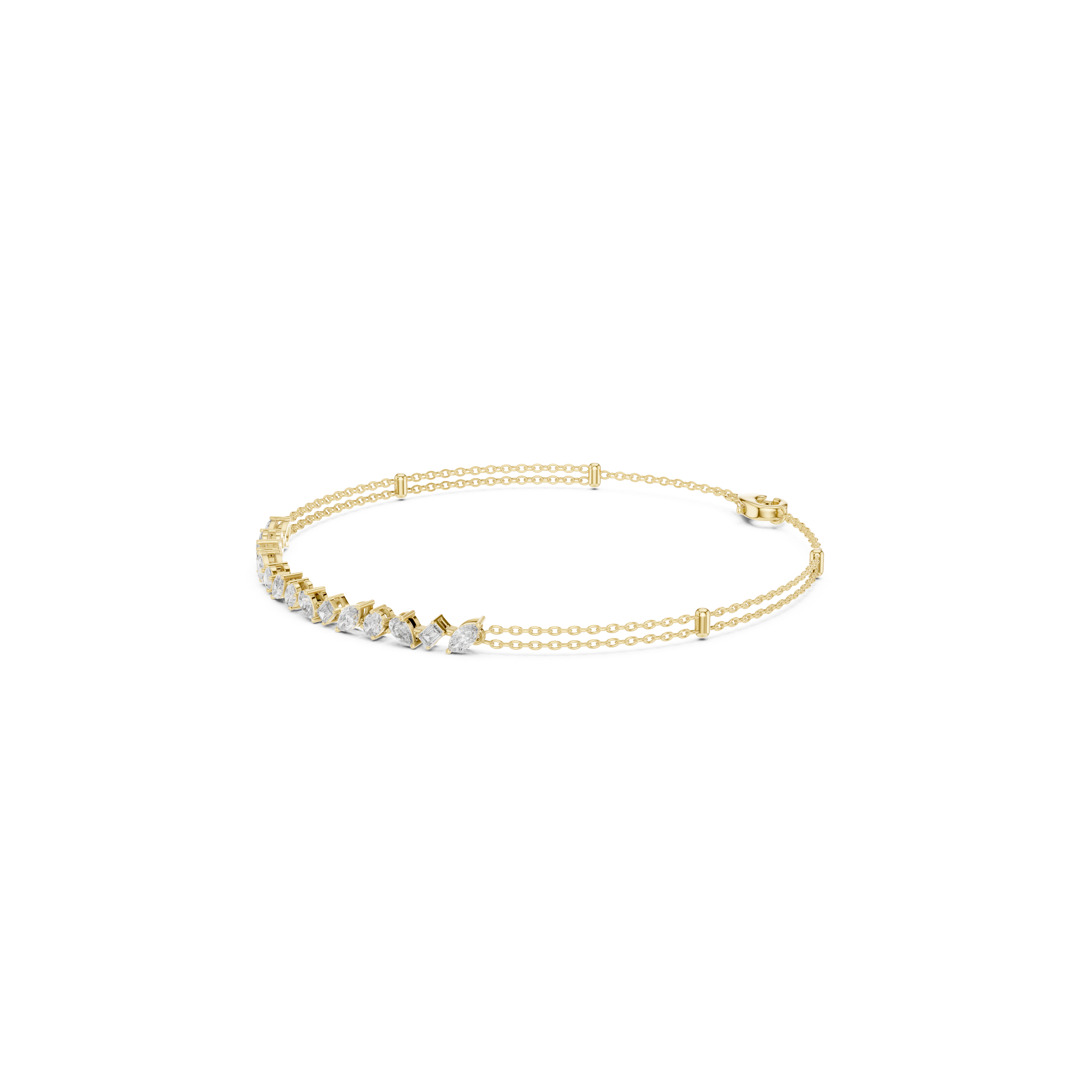 Gold 1 5Ct Tennis Chain Multi Lab Grown Diamond Saba Bracelet