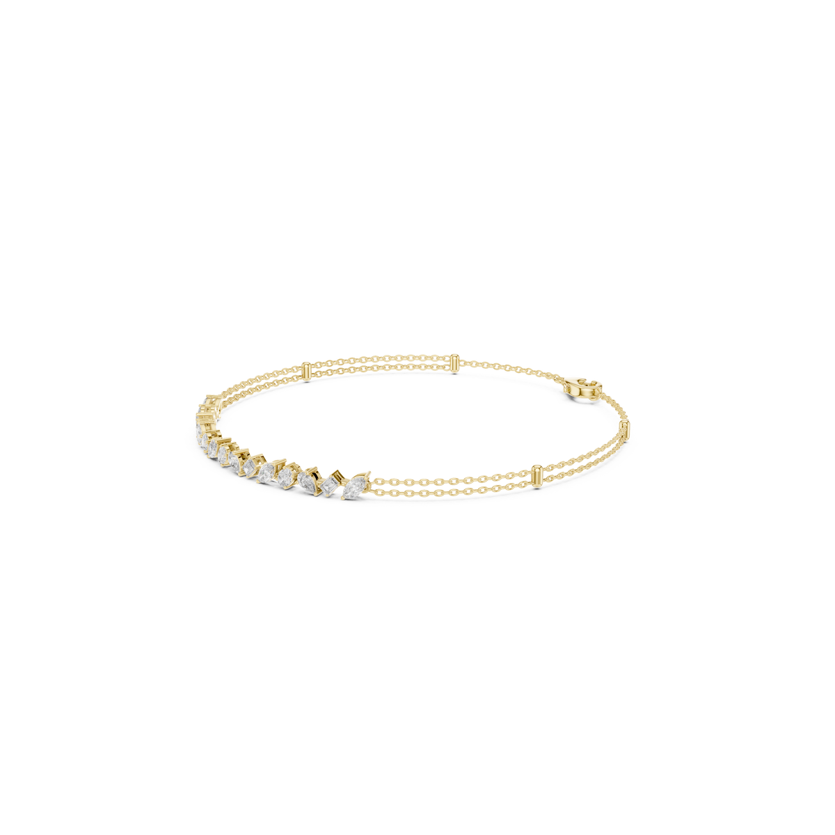 Gold 1 5Ct Tennis Chain Multi Lab Grown Diamond Saba Bracelet