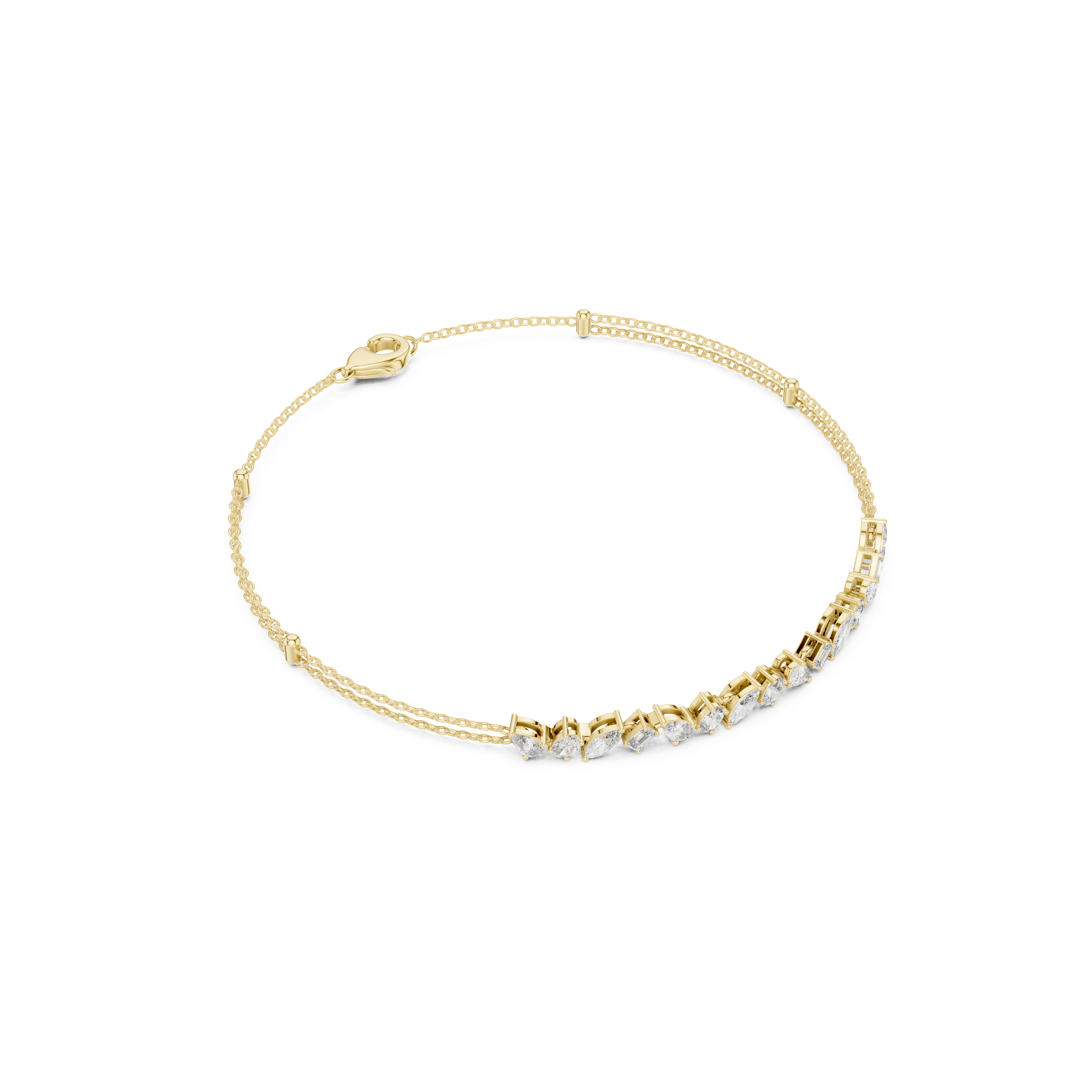 Gold 1 5Ct Tennis Chain Multi Lab Grown Diamond Saba Bracelet