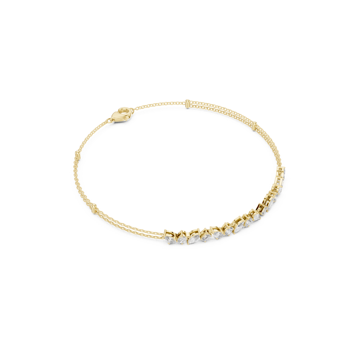 Gold 1 5Ct Tennis Chain Multi Lab Grown Diamond Saba Bracelet