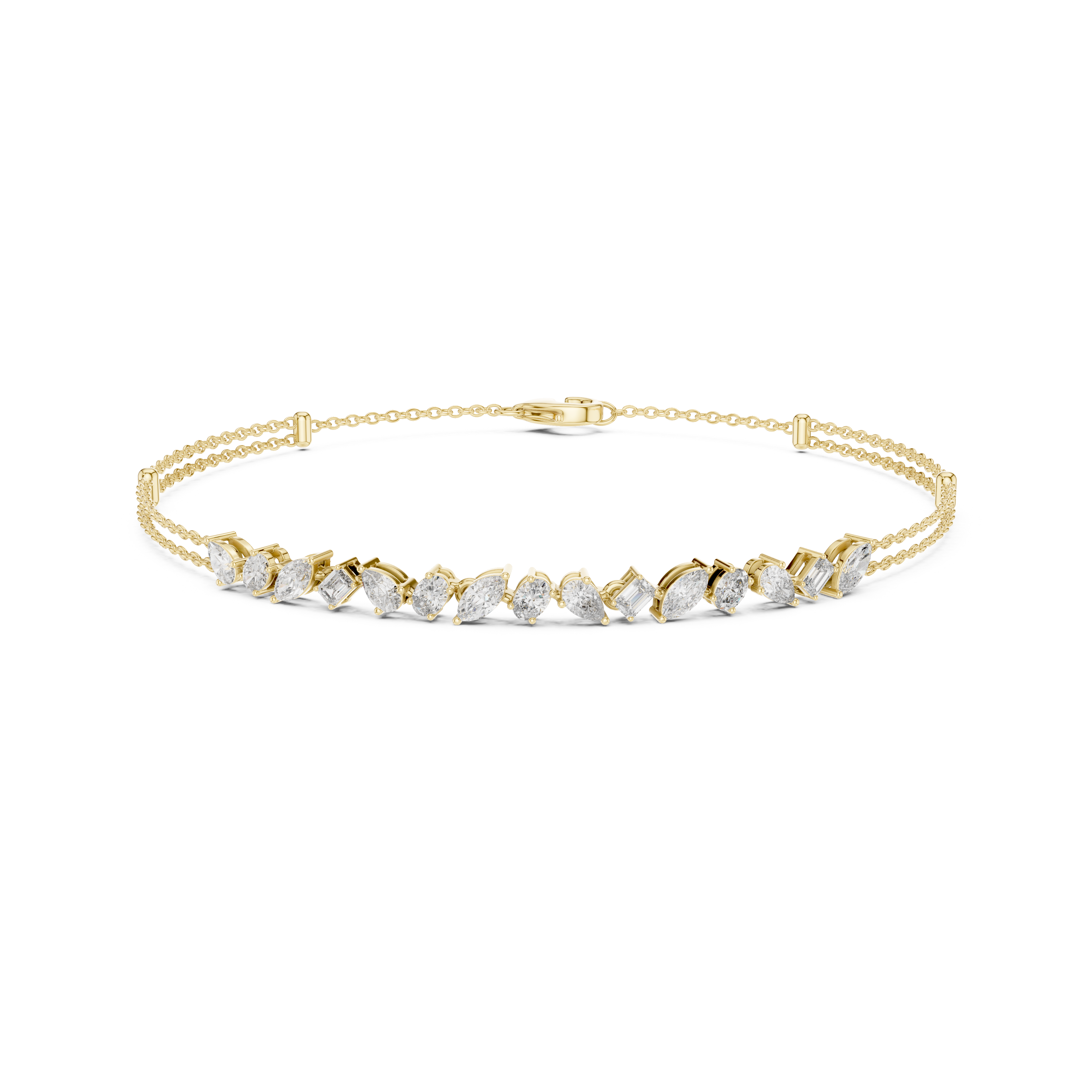 Gold 1 5Ct Tennis Chain Multi Lab Grown Diamond Saba Bracelet