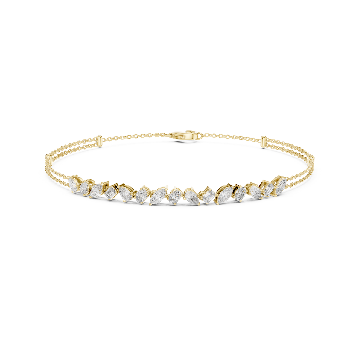 Gold 1 5Ct Tennis Chain Multi Lab Grown Diamond Saba Bracelet