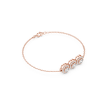 Gold 1Ct Three Stone Round Lab Grown Diamond Kiara Halo Bracelet