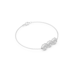 Gold 1Ct Three Stone Round Lab Grown Diamond Kiara Halo Bracelet