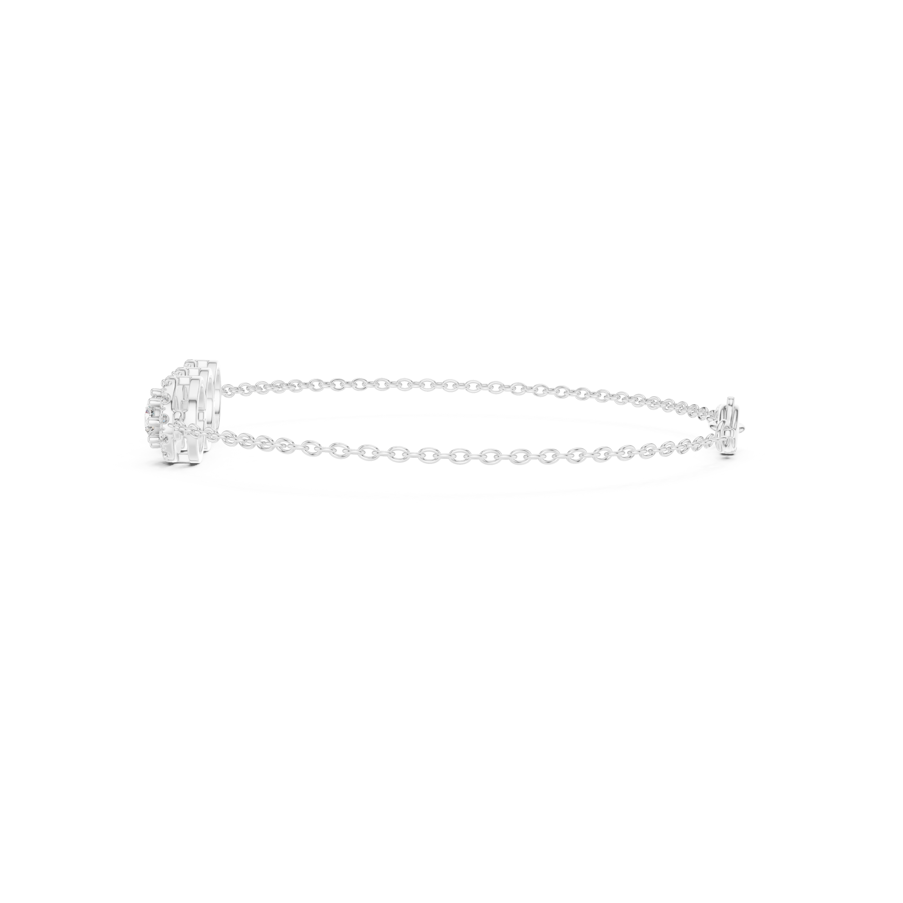 Gold 1Ct Three Stone Round Lab Grown Diamond Kiara Halo Bracelet