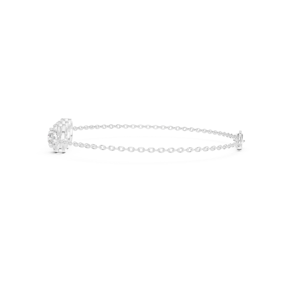 Gold 1Ct Three Stone Round Lab Grown Diamond Kiara Halo Bracelet