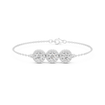 Gold 1Ct Three Stone Round Lab Grown Diamond Kiara Halo Bracelet