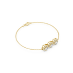 Gold 1Ct Three Stone Round Lab Grown Diamond Kiara Halo Bracelet