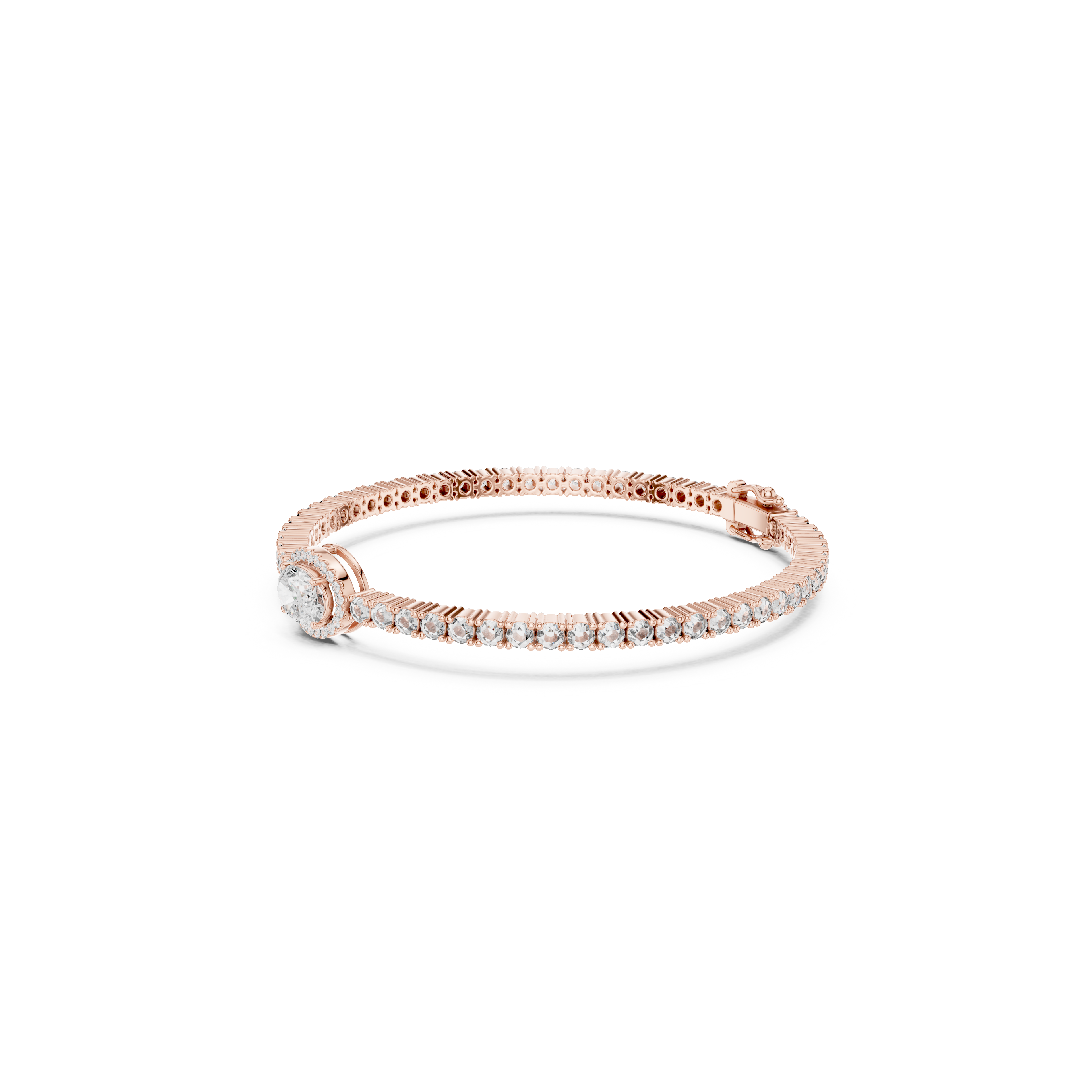 Gold 4Ct Oval Solitaire Cordel Lab Grown Diamond Bracelet