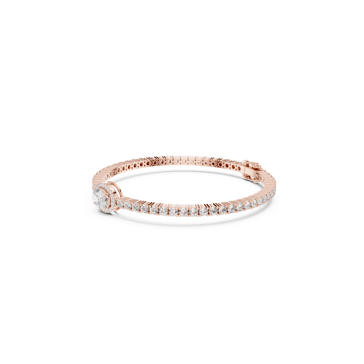 Gold 4Ct Oval Solitaire Cordel Lab Grown Diamond Bracelet