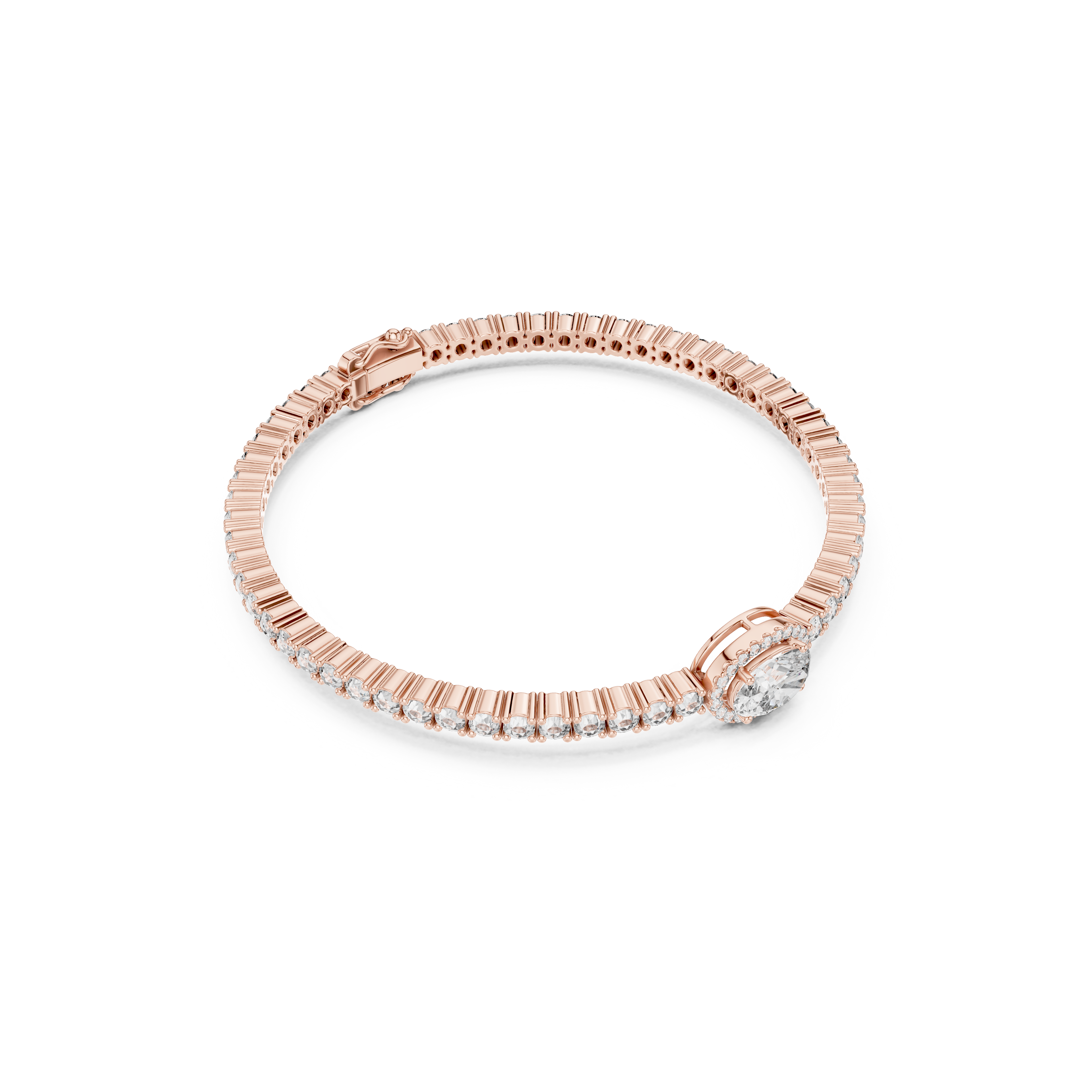 Gold 4Ct Oval Solitaire Cordel Lab Grown Diamond Bracelet