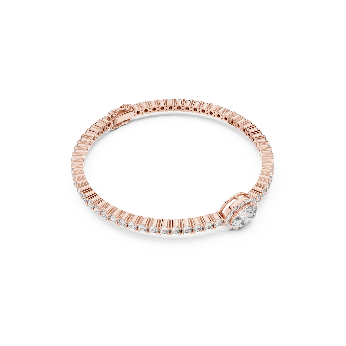 Gold 4Ct Oval Solitaire Cordel Lab Grown Diamond Bracelet