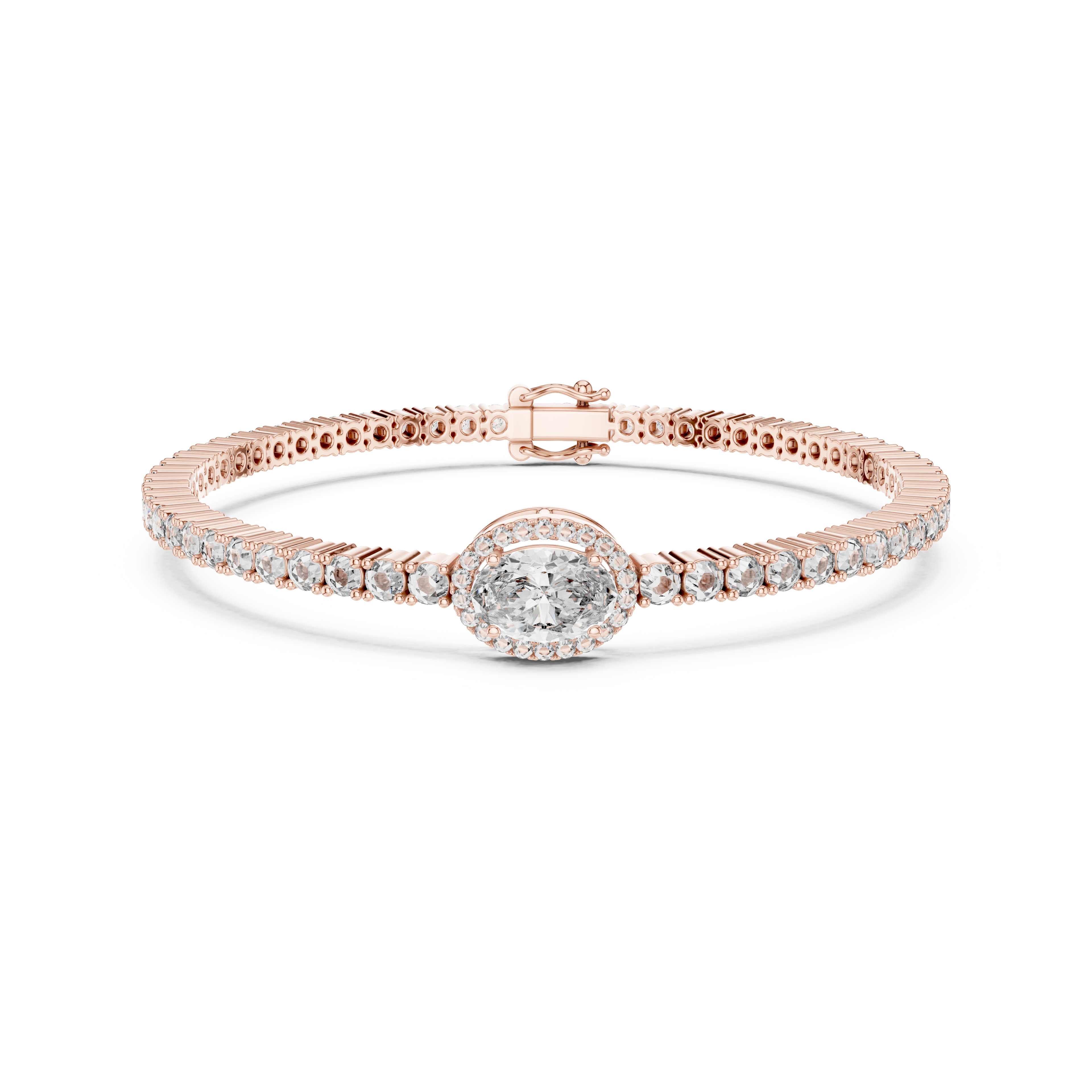 Gold 4Ct Oval Solitaire Cordel Lab Grown Diamond Bracelet