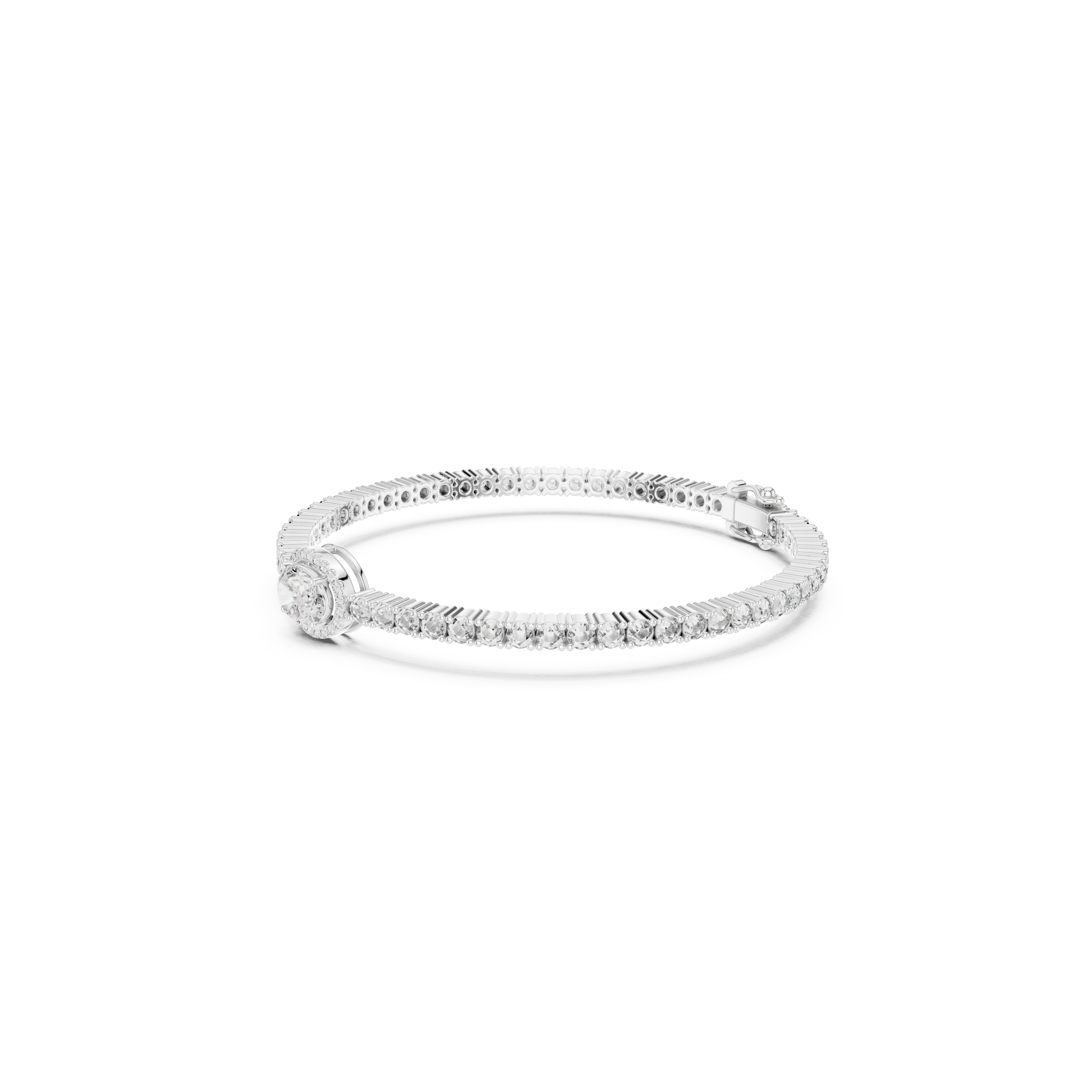 Gold 4Ct Oval Solitaire Cordel Lab Grown Diamond Bracelet