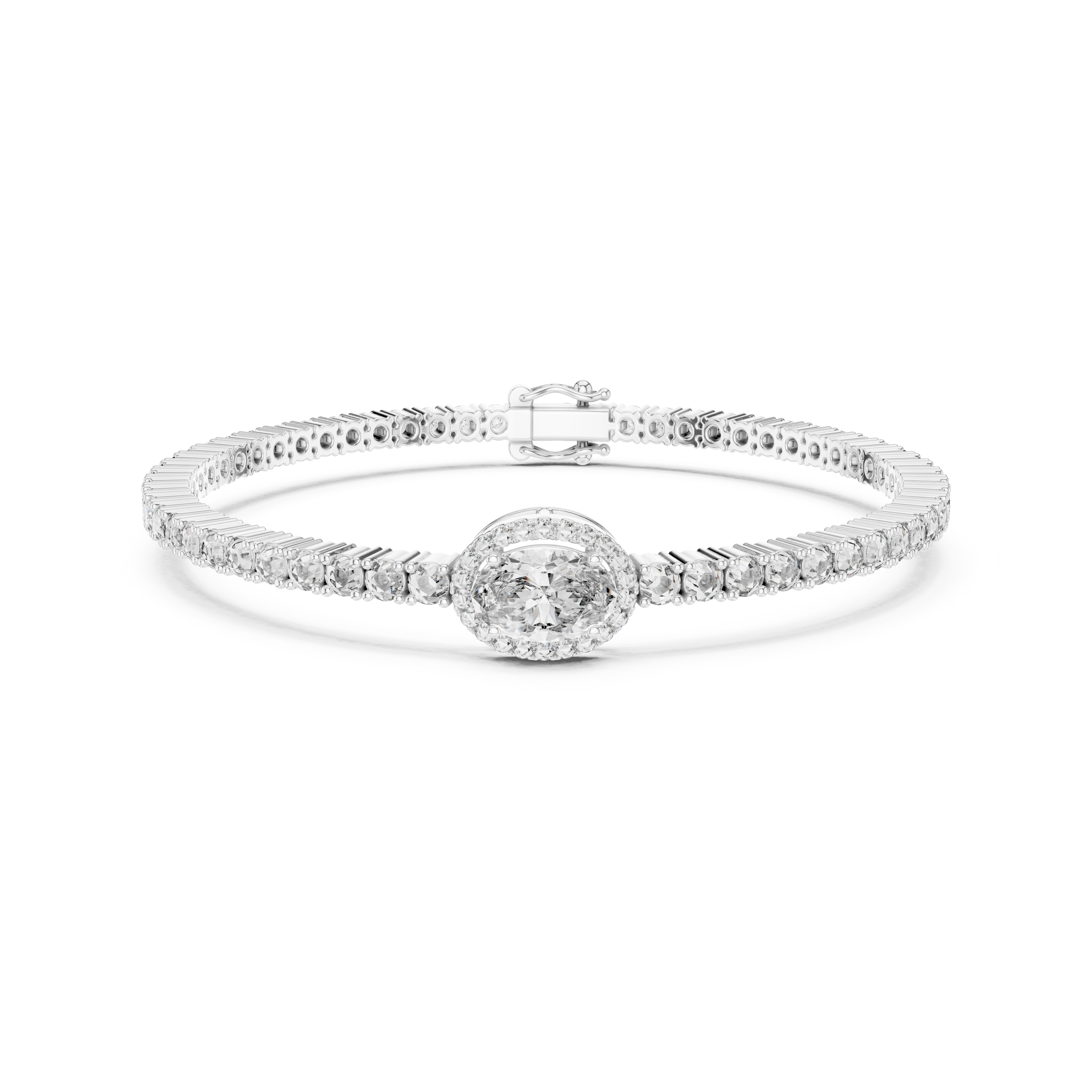 Gold 4Ct Oval Solitaire Cordel Lab Grown Diamond Bracelet