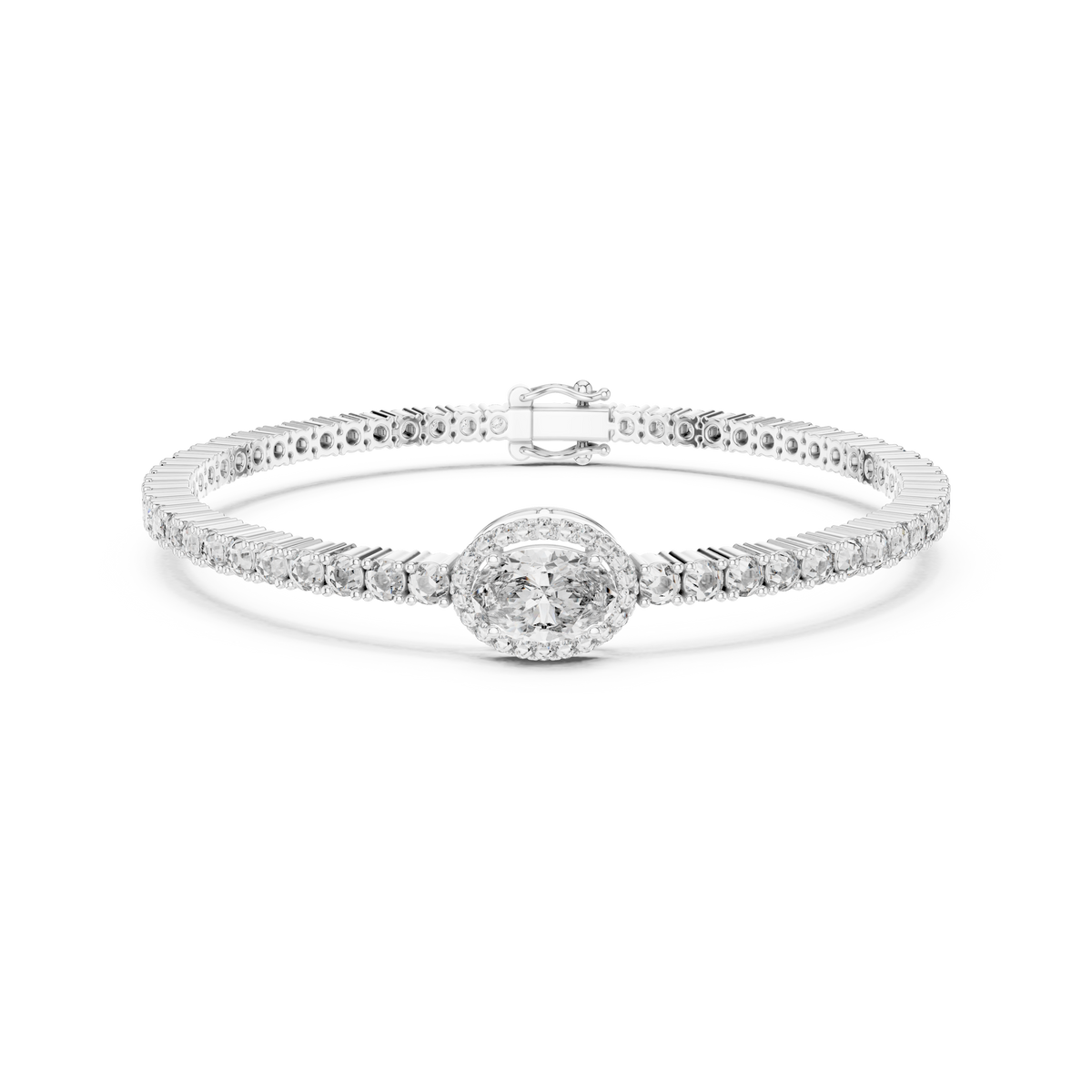 Gold 4Ct Oval Solitaire Cordel Lab Grown Diamond Bracelet